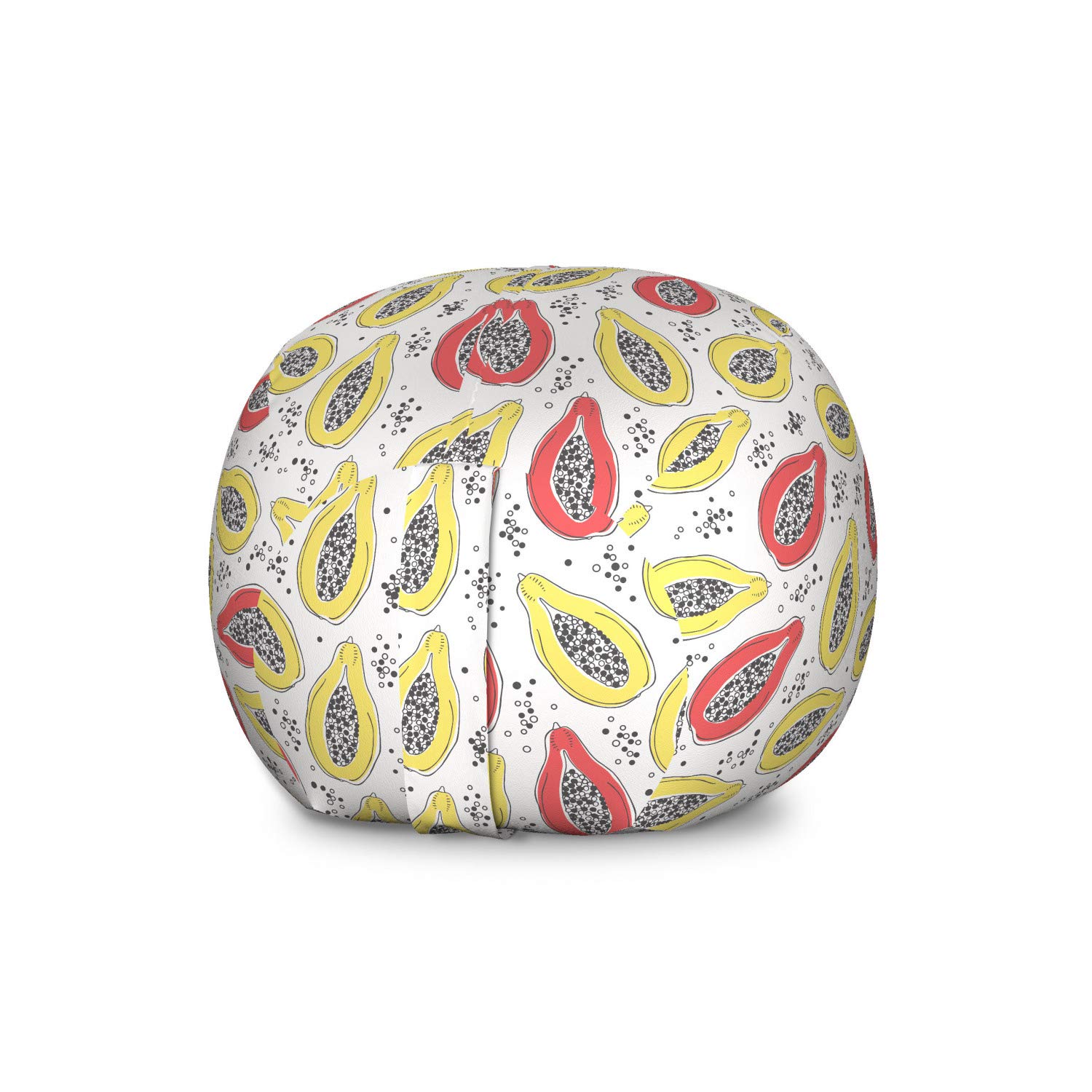 Ambesonne Tropical Toy Storage Bag Chair - Exotic Papaya Fruit Pattern Bicolor Design, Large Washable Stuffed Animal Organizer (Pink & Yellow) - Perfect for Kids' Room, Playroom & Toy Organization