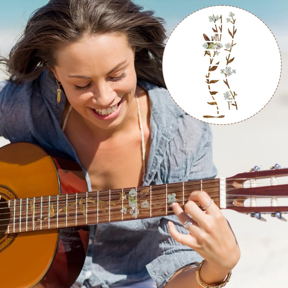 AHANDMAKER Flower Inlay Fret Markers - 2 Sets of Adhesive Guitar Fretboard Stickers for 6-String Acoustic, Bass & Electric Guitars - Perfect for DIY Guitar Customization & Performance Enhancement
