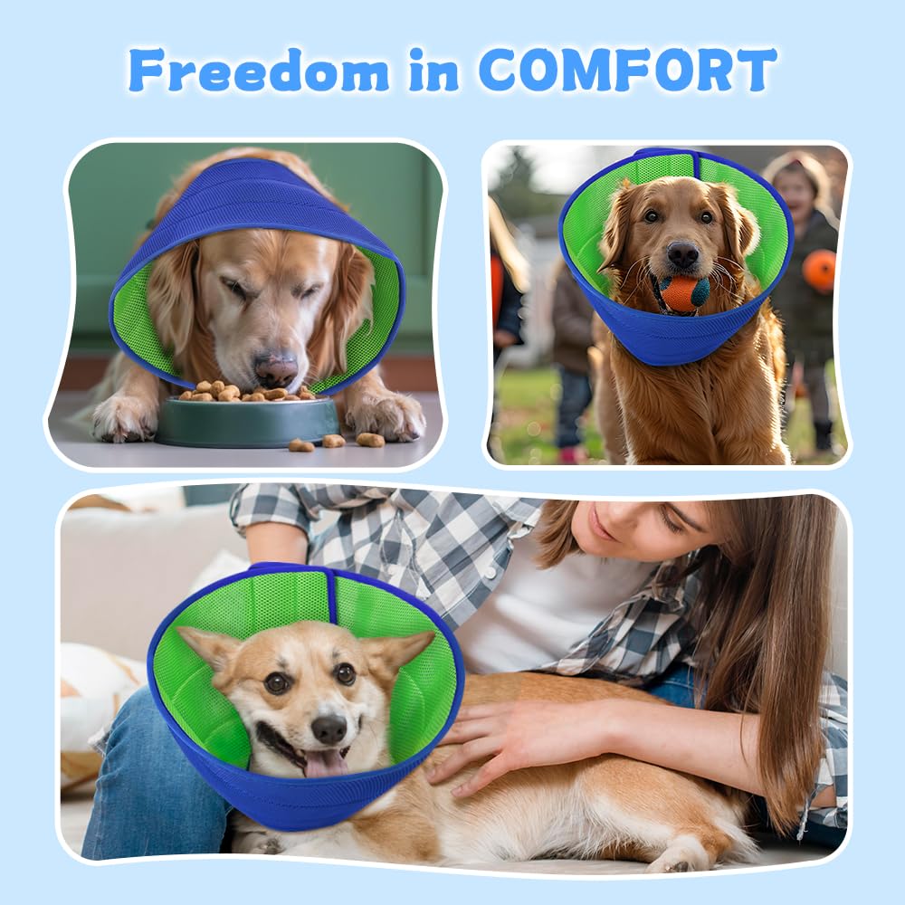 Soft Recovery Collar for Medium & Large Dogs - Adjustable Post-Surgery E-Collar to Prevent Licking & Scratching | Comfortable Fabric Cone for Wound Healing | Perfect for After Spay/Neuter, Skin Treatments & Injury Recovery