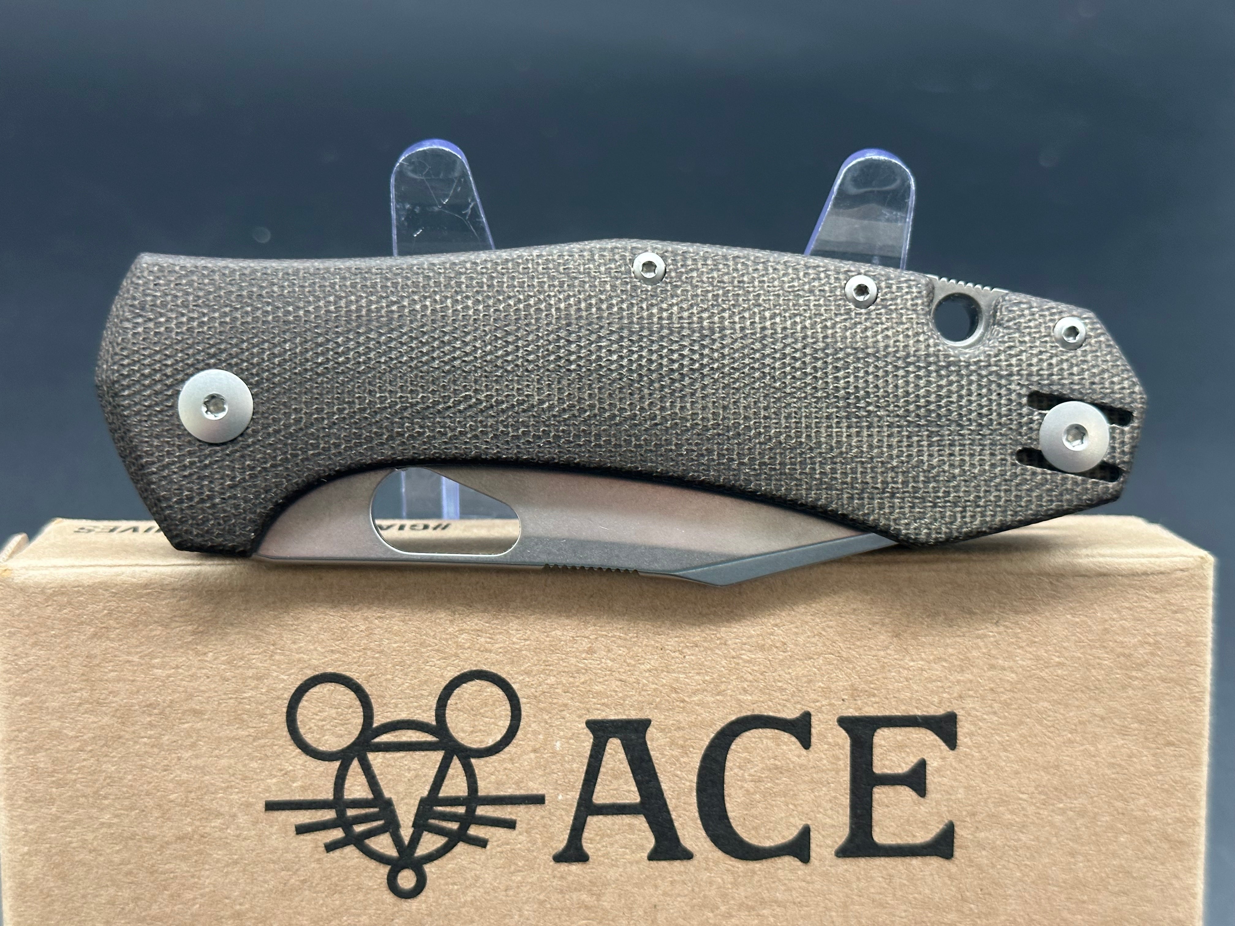 Giant Mouse Ace Grand Folding Knife - Tan Micarta Handle, EDC Pocket Knife for Outdoor Camping, Hiking & Everyday Carry