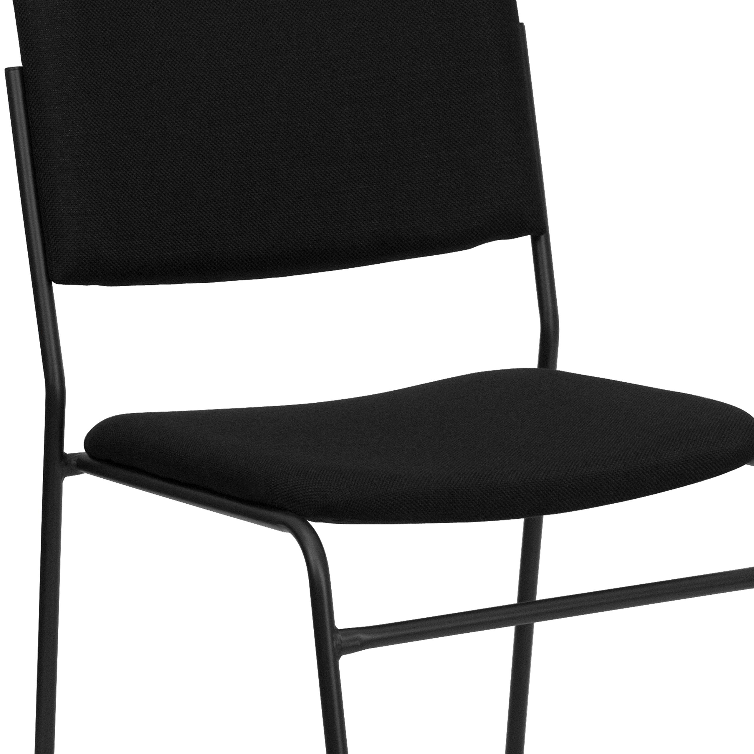 EMMA + OLIVER Heavy Duty Stacking Chairs 500 lb Capacity - Black Fabric Commercial Dining Chairs for Restaurants, Events, and Home Use