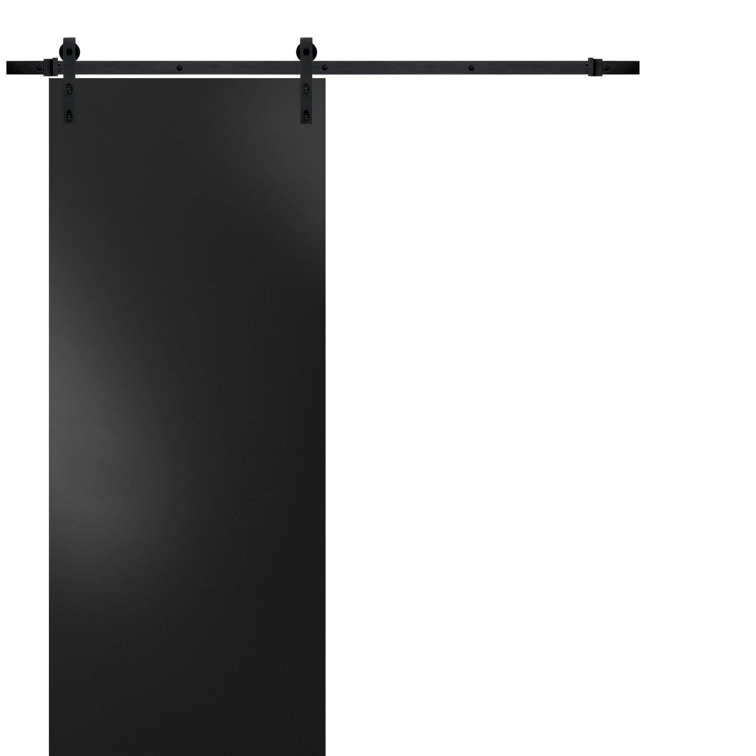 Sturdy 36x96 Inch Black Matte Barn Door with Hardware Kit - Modern Solid Panel Interior Sliding Door for Bedroom, Closet & Living Room | Top Mount 6.6FT Rail & Heavy Duty Hangers Included