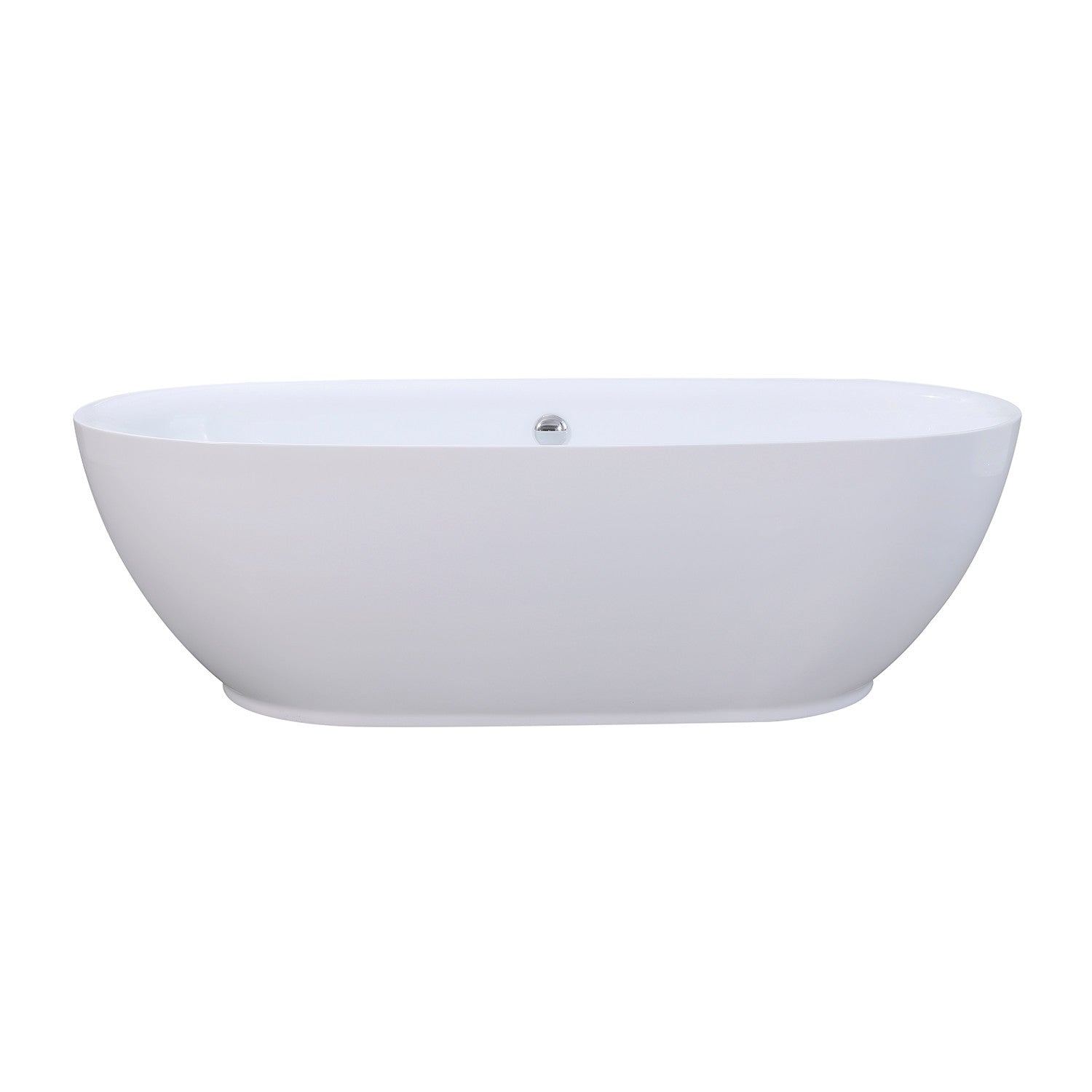 Aqua Eden VTDE713321 71-Inch Glossy White Acrylic Oval Freestanding Bathtub with Drain - Double Ended Soaking Tub for Luxury Bathrooms & Spa Retreats