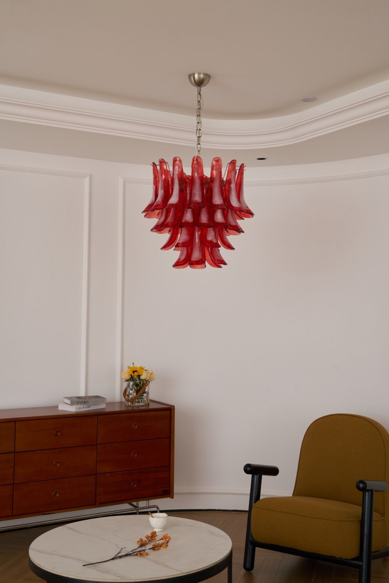 Exquisite Murano Glass Petal Chandelier - Handcrafted Italian Crystal Ceiling Light Fixture for Dining Room, Bedroom & Luxury Home Decor