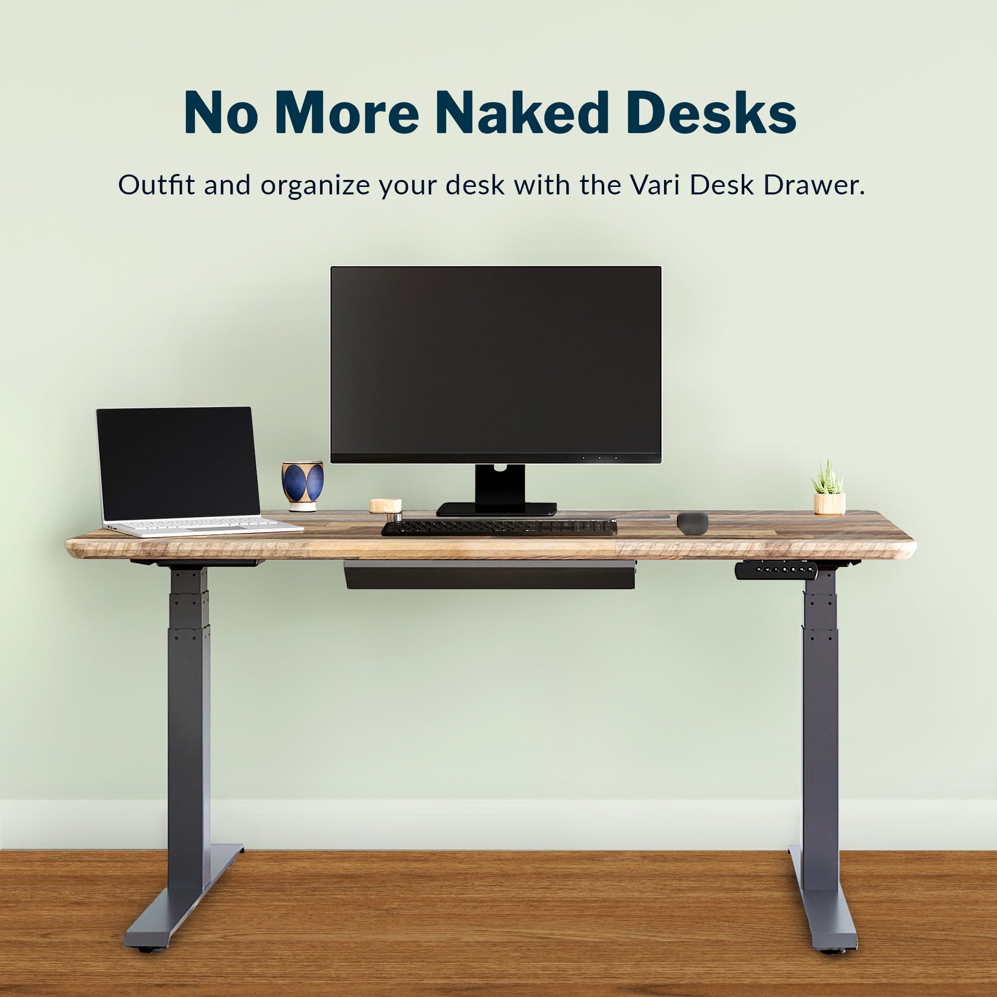 Slim Steel Under Desk Drawer - Undermount Storage Organizer for Standing Desks & Office Workstations - Space-Saving Desk Accessory (20.25