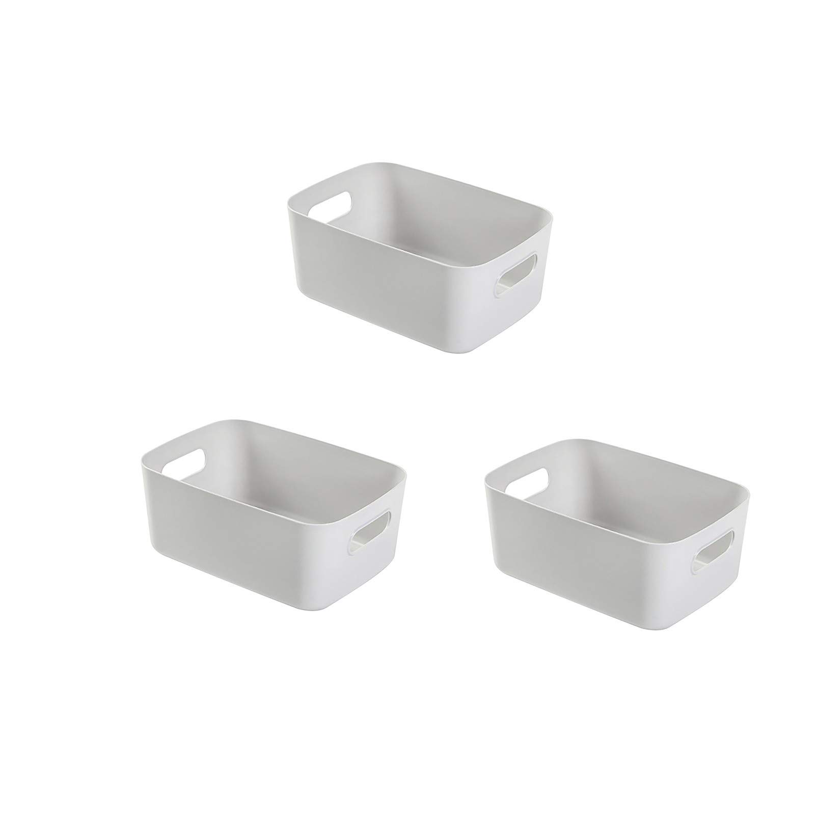 3-Piece Plastic Storage Baskets Set for Cosmetics, Snacks & Household Organizing - Versatile Home & Office Organization Solution