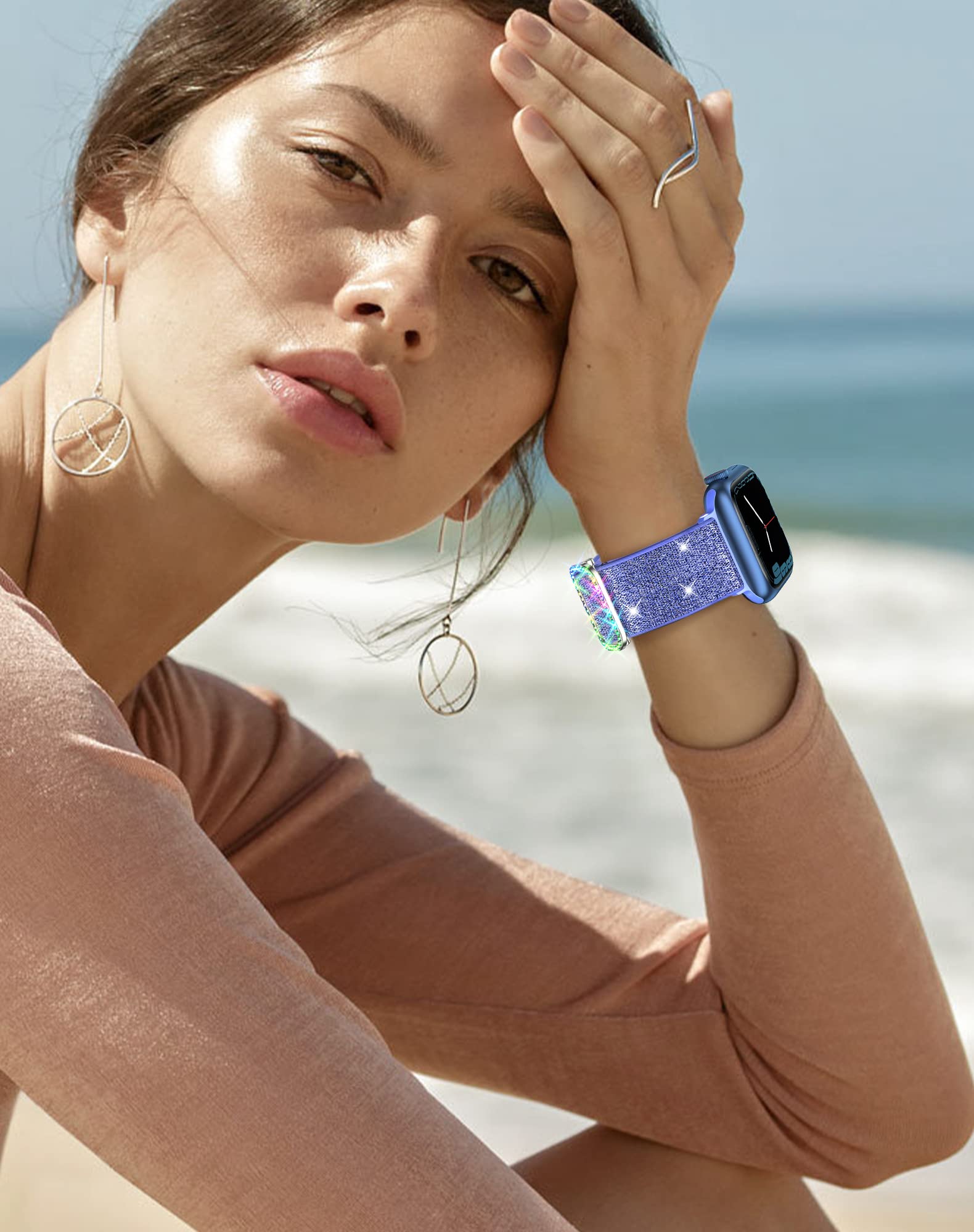 LETOID Stretchy Nylon Apple Watch Bands for Women - Compatible with 38mm 40mm 41mm 42mm 44mm 45mm 46mm 49mm iWatch Series 10/9/8/7/6/5/4/3/2/1/SE/Ultra - Soft Elastic Solo Loop Wristband for Workout, Running & Everyday Wear