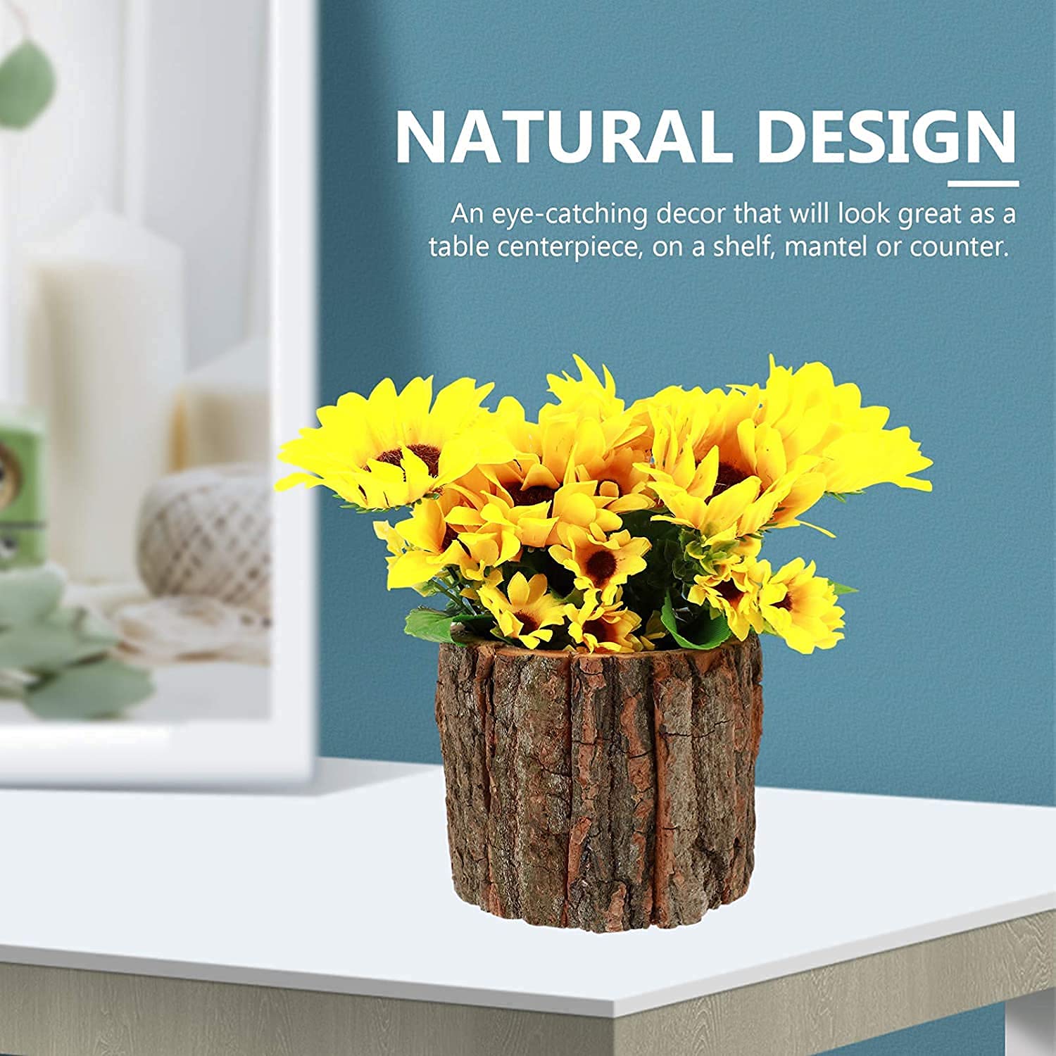Camphor Wood Vertical Log Planter - Small Rustic Succulent & Flower Pot for Indoor/Outdoor Garden Decor (7x5 inch) - Perfect for Windowsills, Balconies & Patio Plant Displays