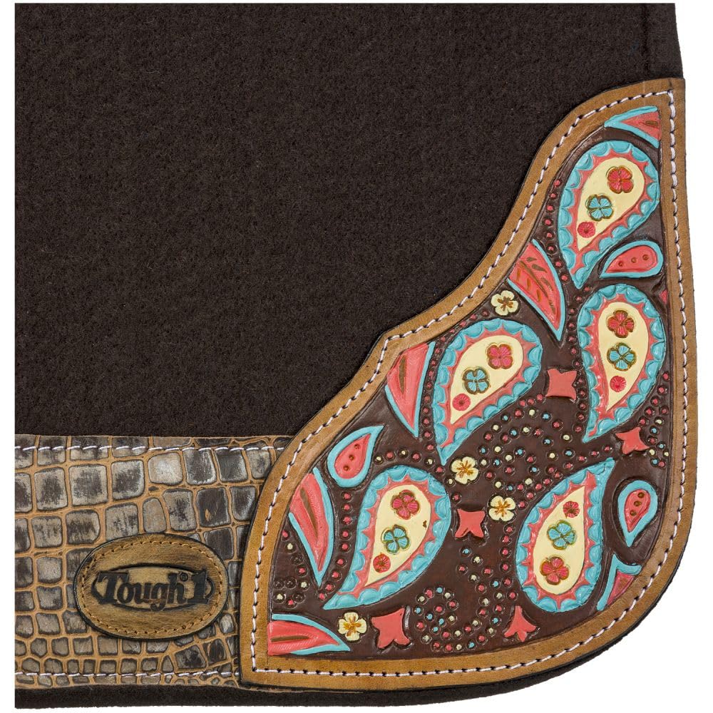 Tough 1 Hand Painted Paisley Saddle Pad - Western Equestrian Riding Gear for Horses - Perfect for Trail Riding, Shows & Training