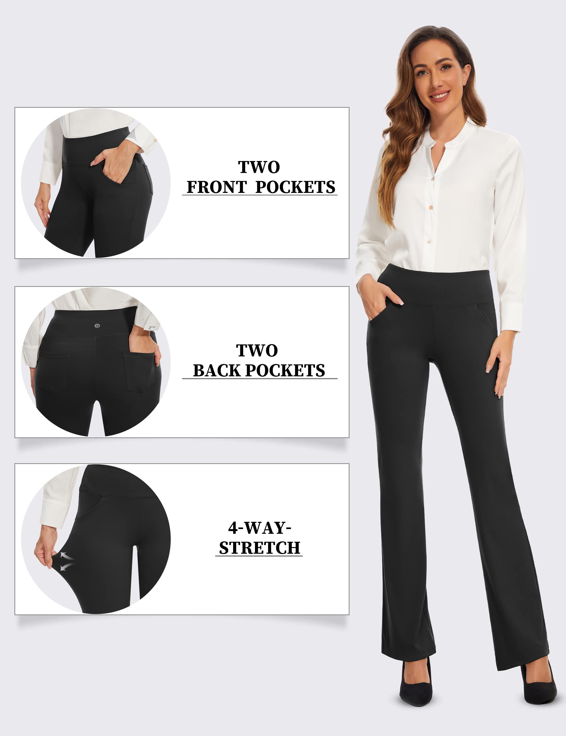 Desol Flare Leggings for Women - High Waisted Bootcut Yoga Pants with Pockets, Tummy Control Bootleg Work Pants | Perfect for Yoga, Gym, Office & Casual Wear