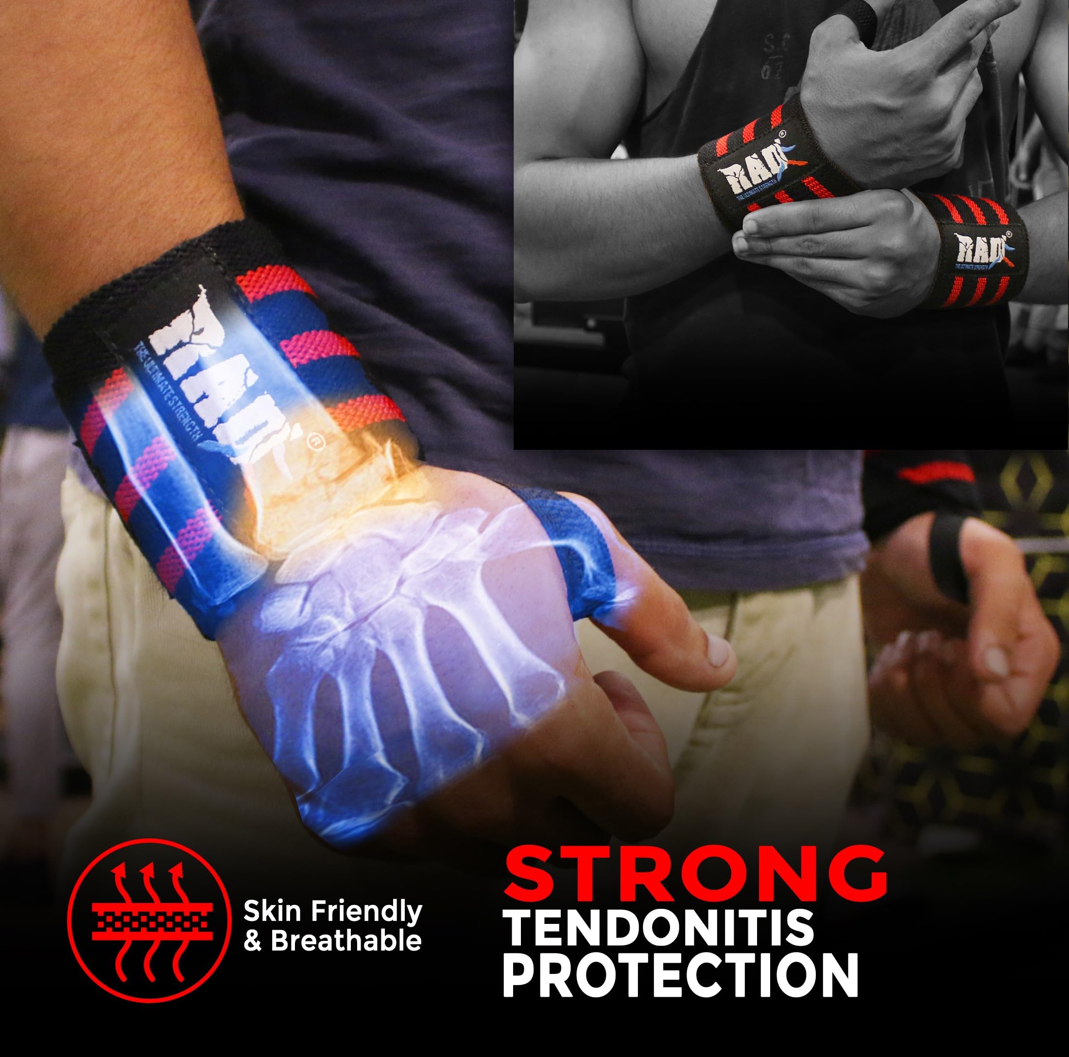 Premium RAD Weight Lifting Wrist Wraps - Support & Protection for Powerlifting, CrossFit & Gym Training - Ideal for Heavy Lifting & Strength Workouts