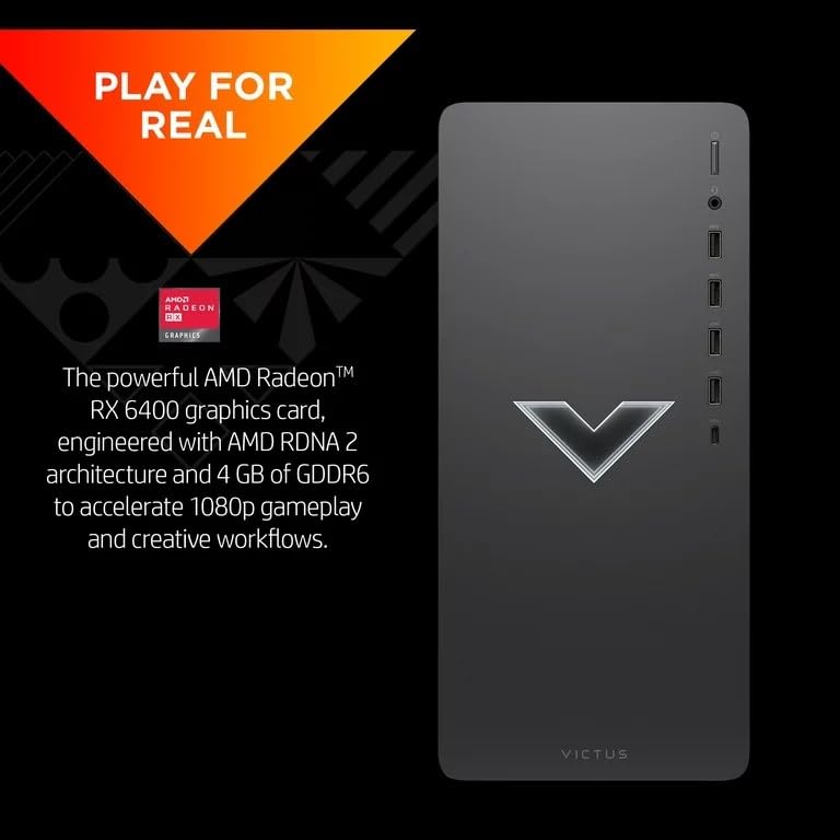 HP Victus 15L Gaming PC - AMD Ryzen 5600G, 32GB RAM, 1TB SSD+HDD, RX6400 for Ultimate Gaming Performance