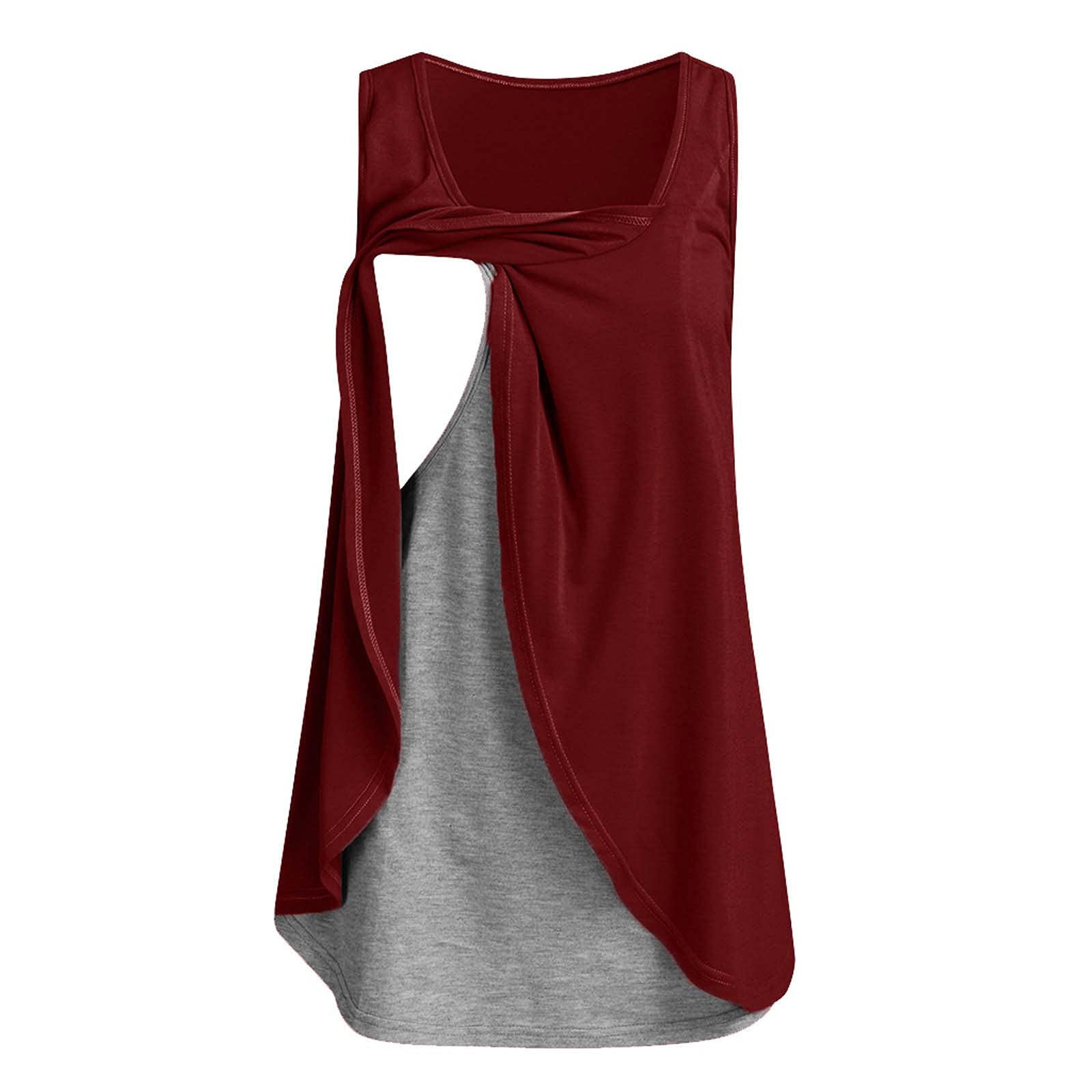 Women's Sleeveless Nursing Tops - Asymmetrical Breastfeeding Shirts for Moms | Comfortable & Stylish Nursing Wear for Daily Use, Outings & Maternity Photos