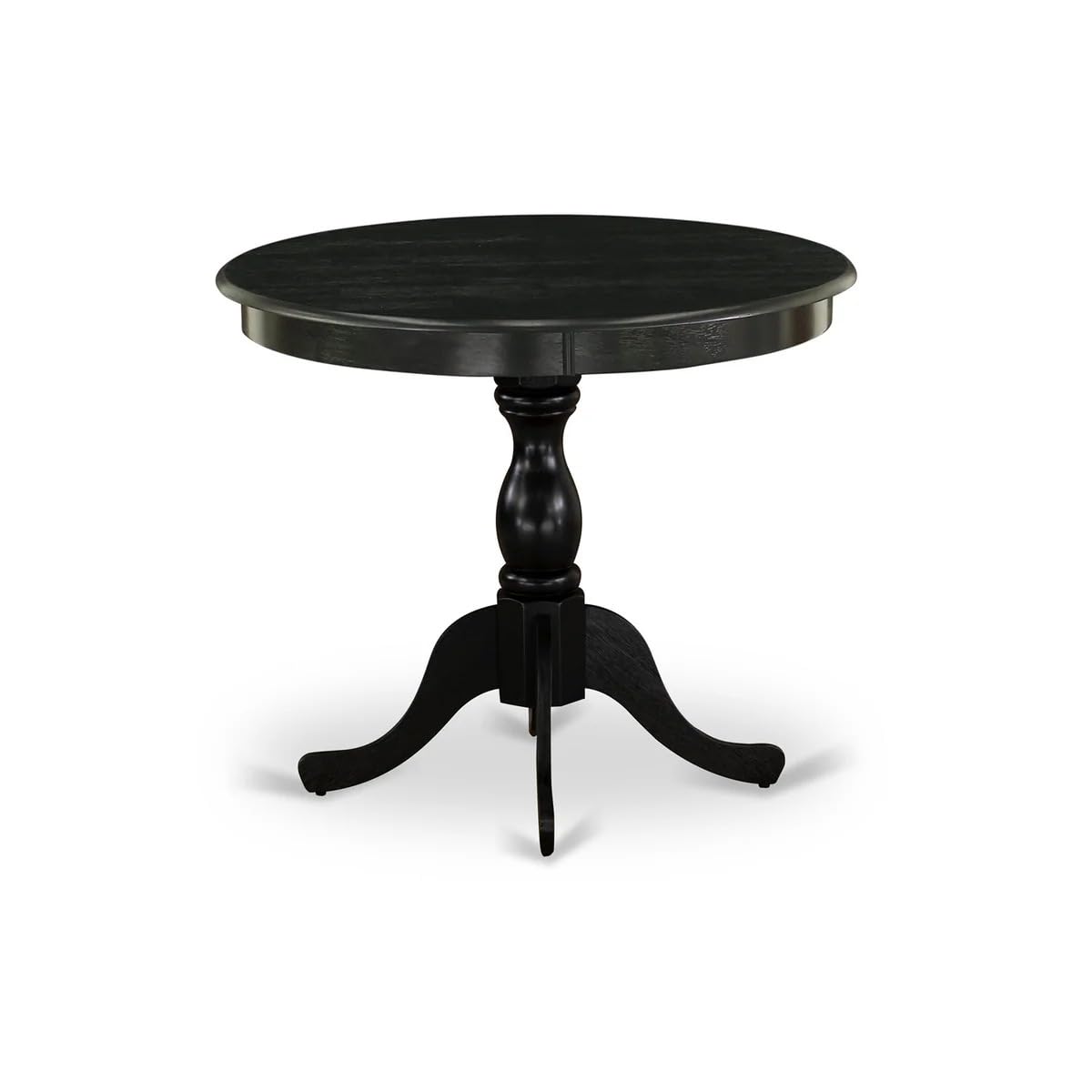 East West Furniture ANVA3-BLK-W 3-Piece Round Kitchen Dining Table Set with Pedestal Base & 2 Chairs - 36x36 Inch Small Space Black - Perfect for Apartments, Breakfast Nooks & Cozy Dining Areas