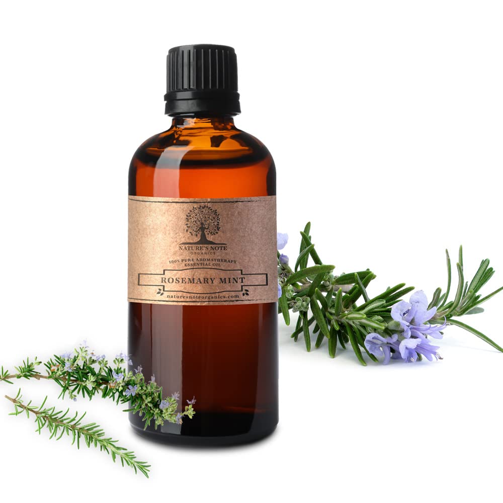 Nature's Note Organics Rosemary Mint Essential Oil - 100% Pure Therapeutic Grade Aromatherapy Oil for Diffusers, Massage & Relaxation (4 Fl Oz) - Perfect for Stress Relief, Spa Days & Home Fragrance
