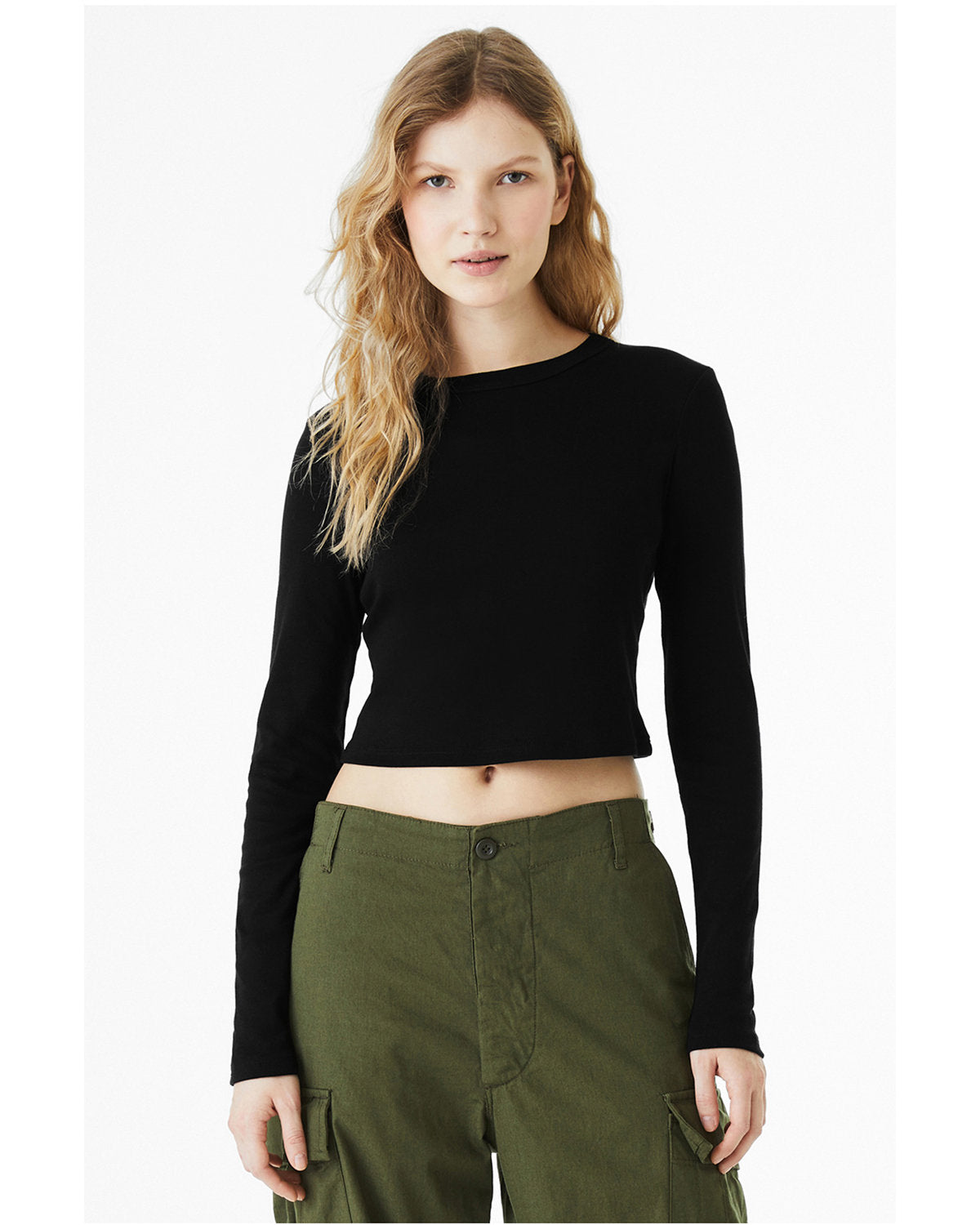 Bella + Canvas 1501BE Women's Micro Ribbed Long Sleeve Baby Tee - Soft Stretch Comfort Fit for Casual Wear & Layering