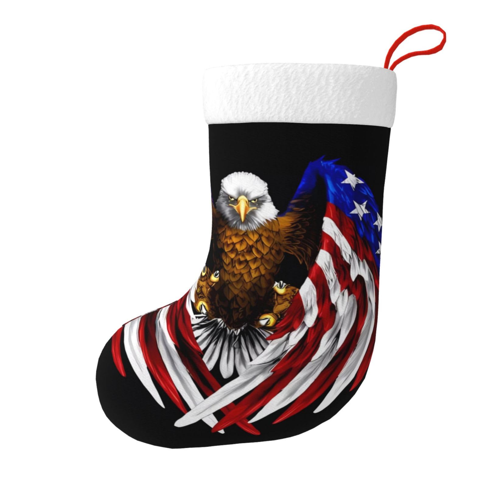 Personalized Christmas Stocking with USA Flag & Patriotic Eagle Design - 18 Inch Large Xmas Stocking for Fireplace Decor | Perfect for Holiday Home Decor, Gift Exchange & Festive Christmas Celebrations