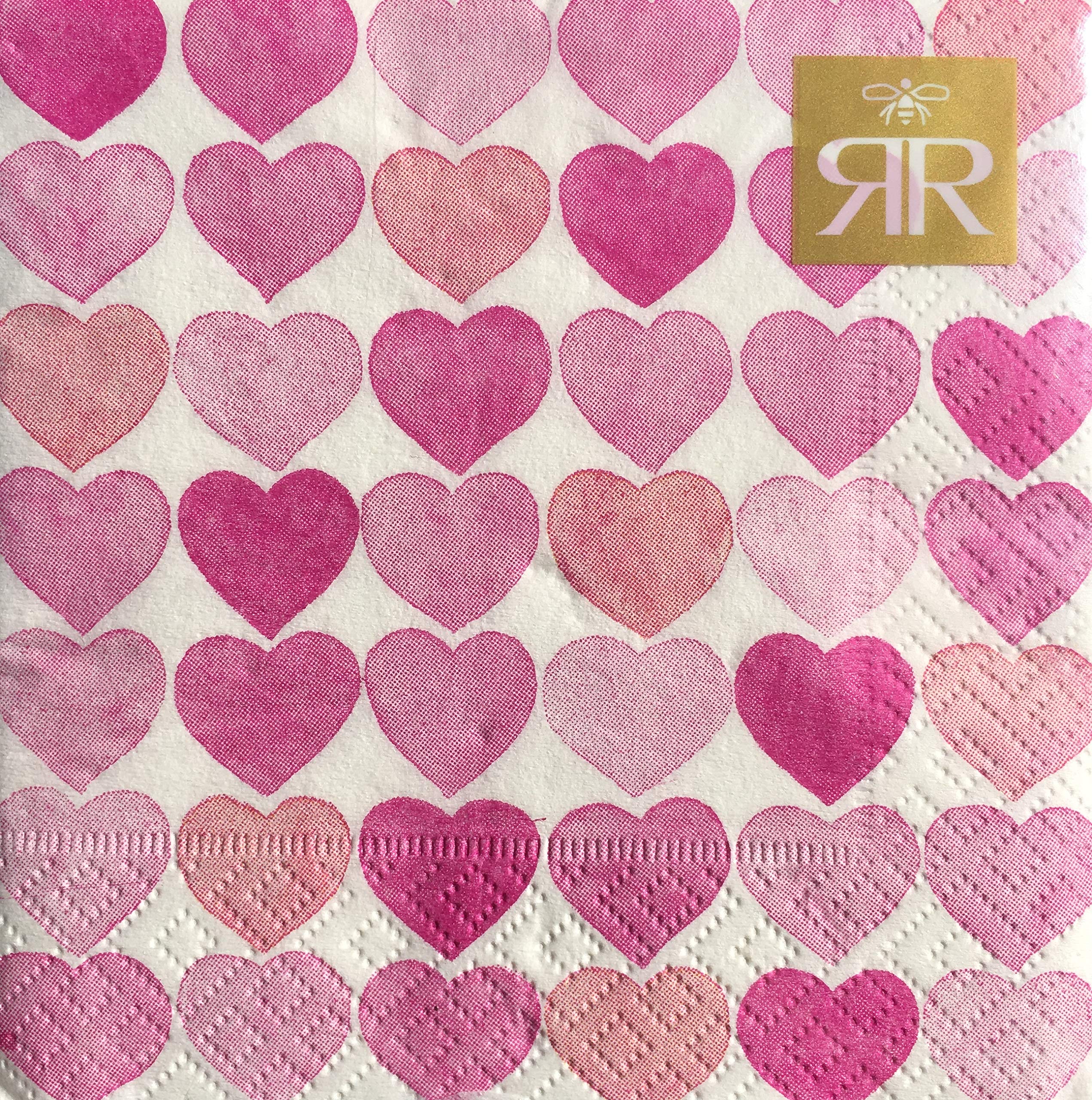 Heart Repeat Cocktail Beverage Paper Napkins, 40 Count - Elegant Party Decor for Weddings, Bridal Showers & Special Events