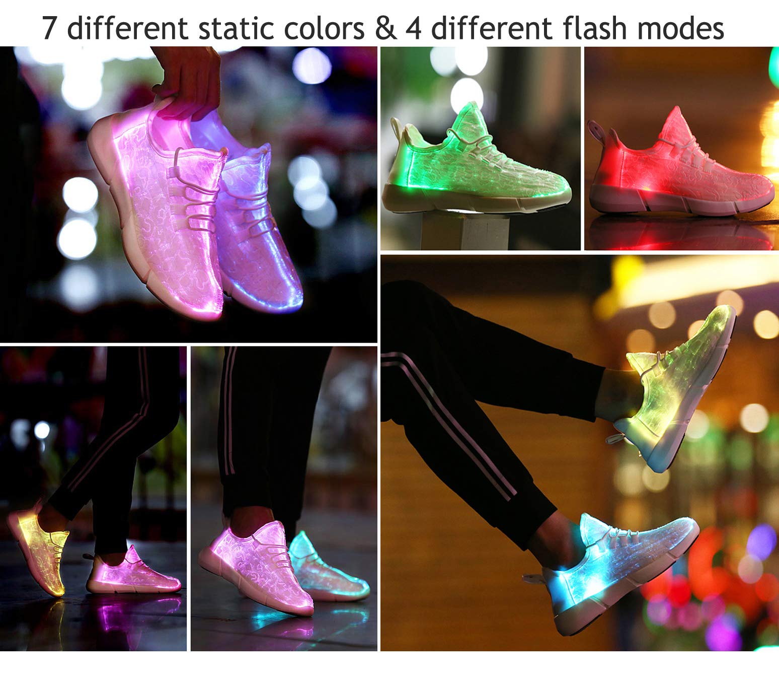 LED Light Up Fiber Optic Kids Sneakers - USB Rechargeable Glowing Shoes for Boys & Girls - Perfect for Night Running, Parties & Outdoor Activities