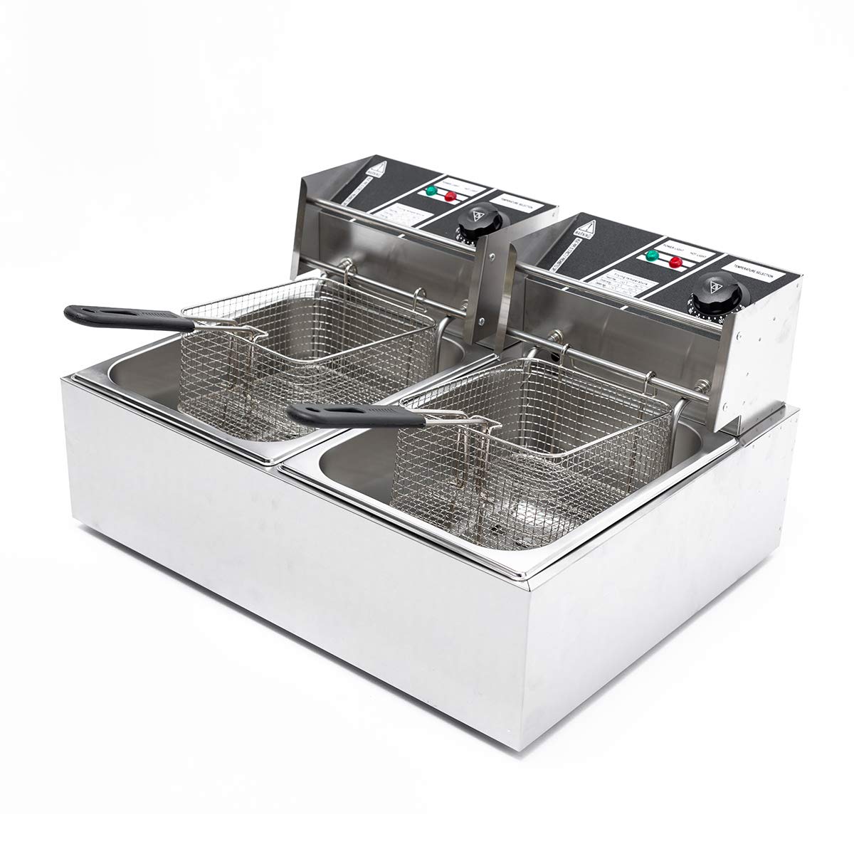 Tiziri 5000W 12L Commercial Electric Deep Fryer - Dual Tank Tabletop Restaurant Fryer with Basket - Perfect for Fast Food, Chicken Wings & French Fries