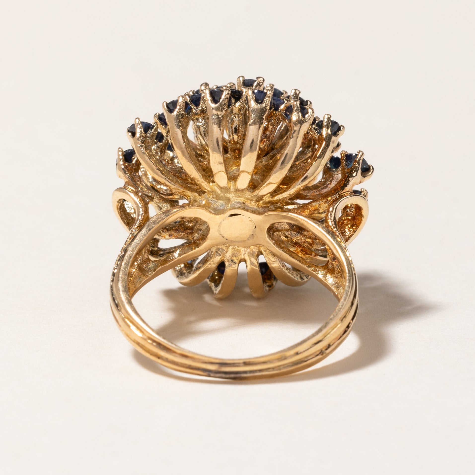 14K Gold Sapphire Cluster Cocktail Ring - Size 4.5 | Elegant Statement Jewelry for Women | Perfect for Parties, Weddings & Special Occasions
