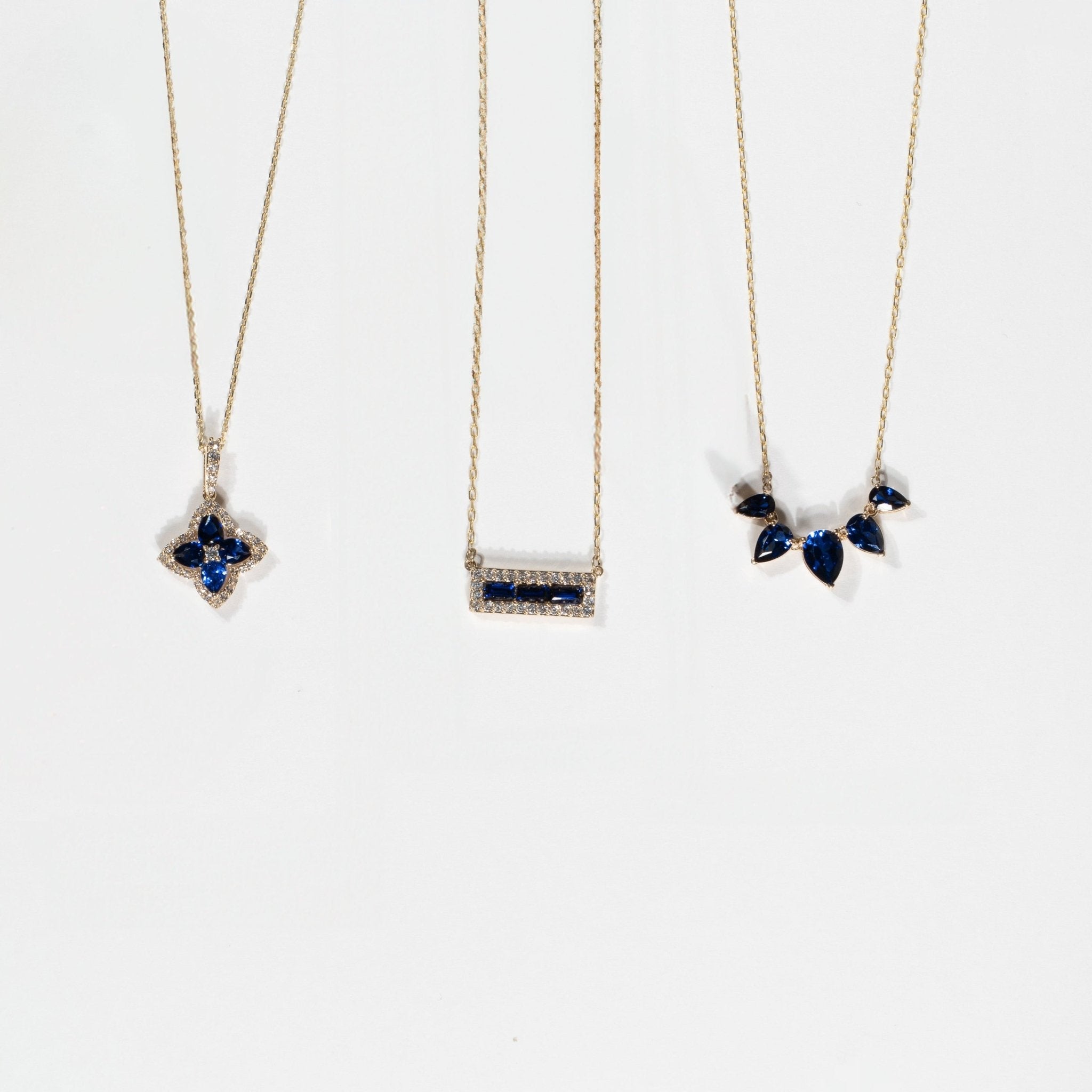 10K Yellow Gold Teardrop Blue Sapphire Necklace for Women - Elegant Jewelry Gift for Birthday, Anniversary & Special Occasions