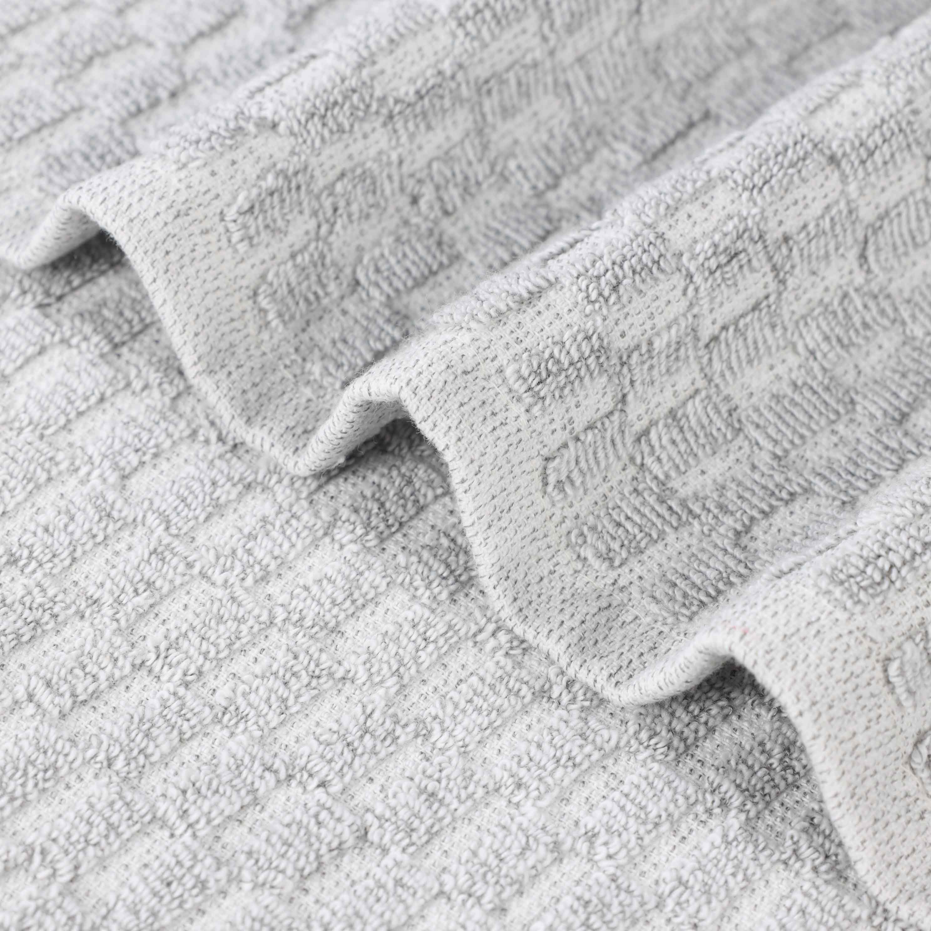 Premium Juno Cotton Blend Medium Weight Checkered Border Bath Towels - Set of 2, Soft & Absorbent for Spa, Bathroom & Beach Use
