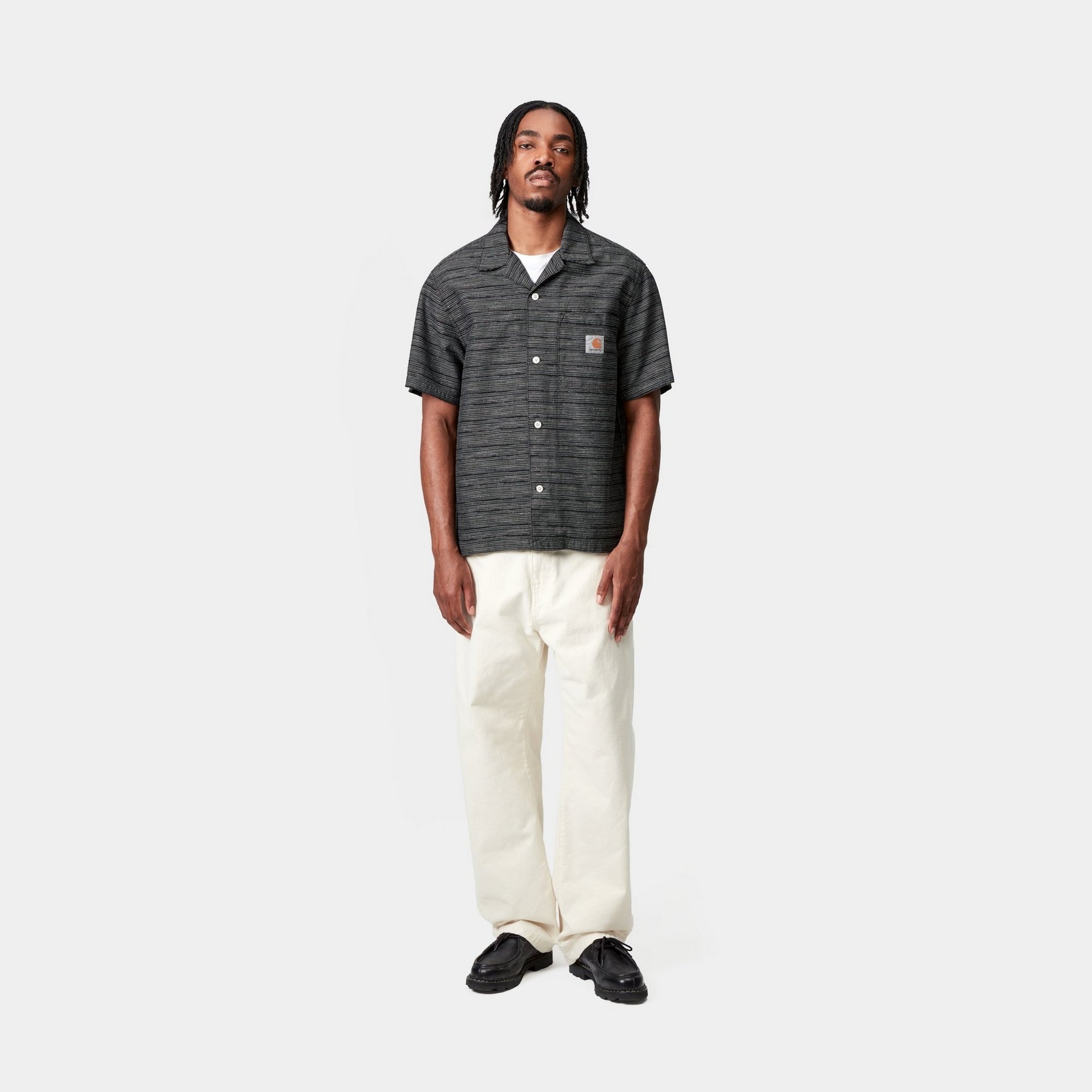Stylish Short Sleeve Gellar Stripe Shirt for Men - Black Casual Button Down Shirt | Perfect for Office, Date Night & Summer Outings