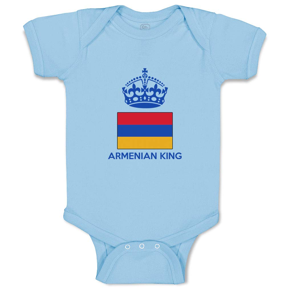 Custom Armenian King Crown Baby Bodysuit - Funny Cotton Infant Bodysuit for Boys & Girls | Perfect for Family Photos, Themed Parties & Cultural Celebrations