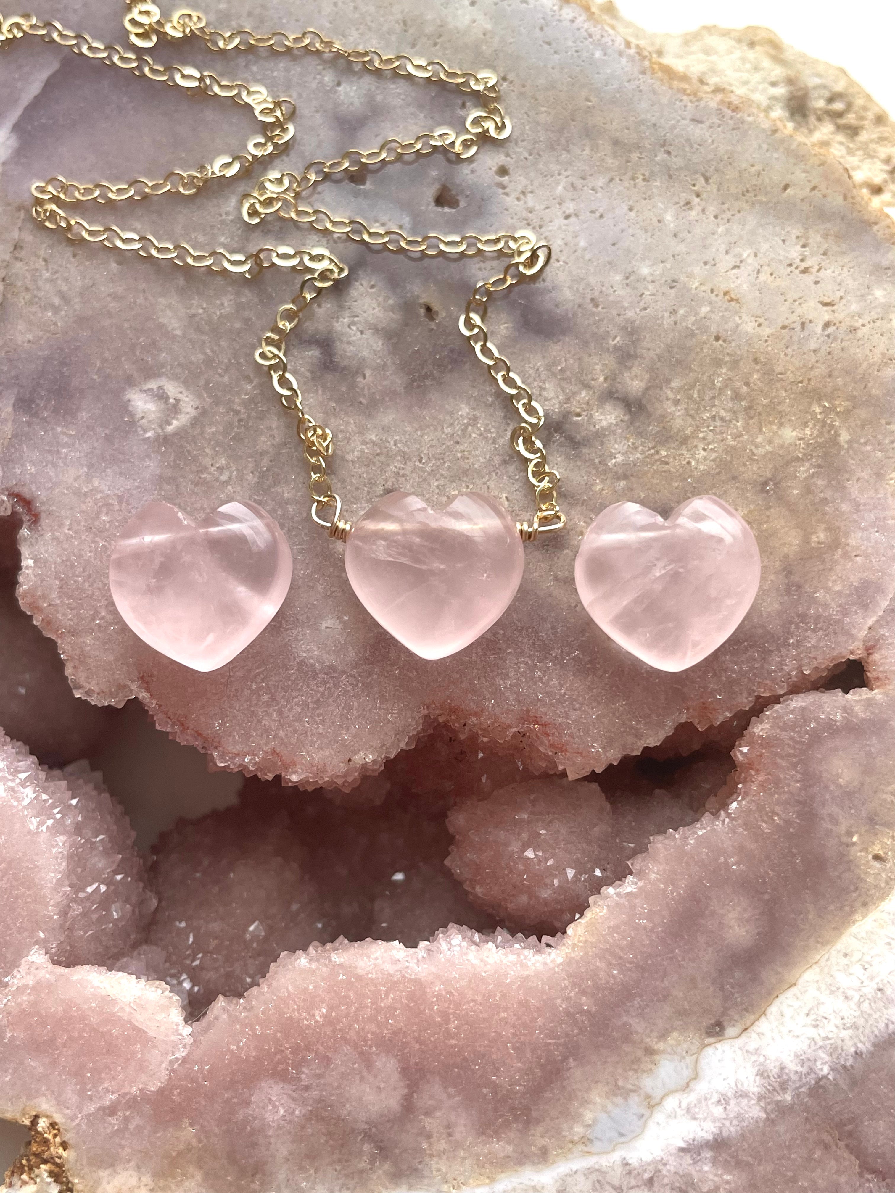 Rose Quartz Heart Necklace - Silver or Gold Filled Crystal Jewelry for Love & Healing | Perfect Gift for Valentine's Day, Anniversary & Self-Care