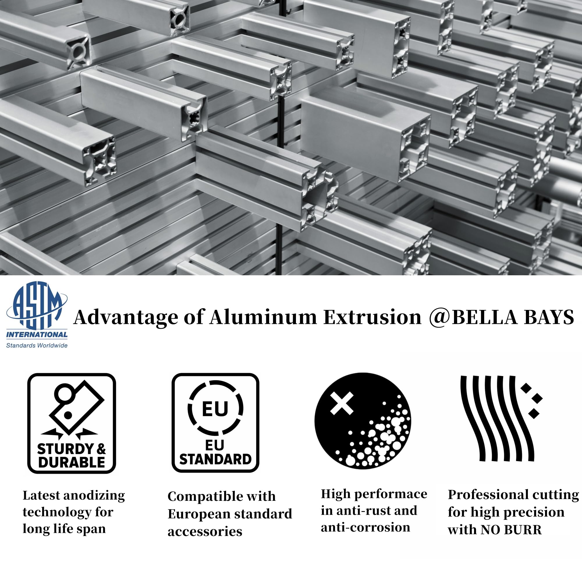 BELLA BAYS 4pcs 1500mm 4040 T-Slot Aluminum Extrusion Profile - Black Anodized European Standard Linear Rail Guide Frame for 3D Printer, Laser Engraver, CNC Workbench & DIY Projects | Perfect for Workshop, Maker Space & Industrial Applications
