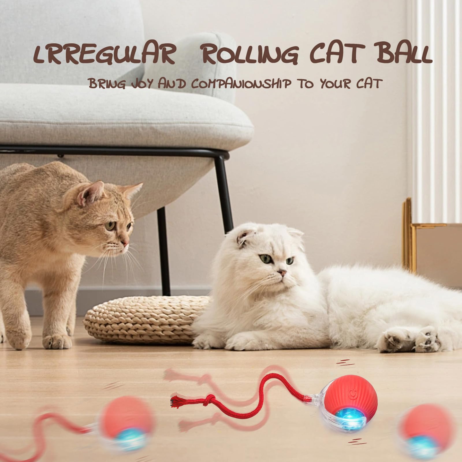 2025 Upgraded Interactive Rolling Cat Toy Ball - 360° Smart Automatic Self-Rolling Pet Toy for Cats & Dogs | Electric Moving Ball for Indoor Kittens & Puppies | Perfect for Playtime, Exercise & Boredom Relief