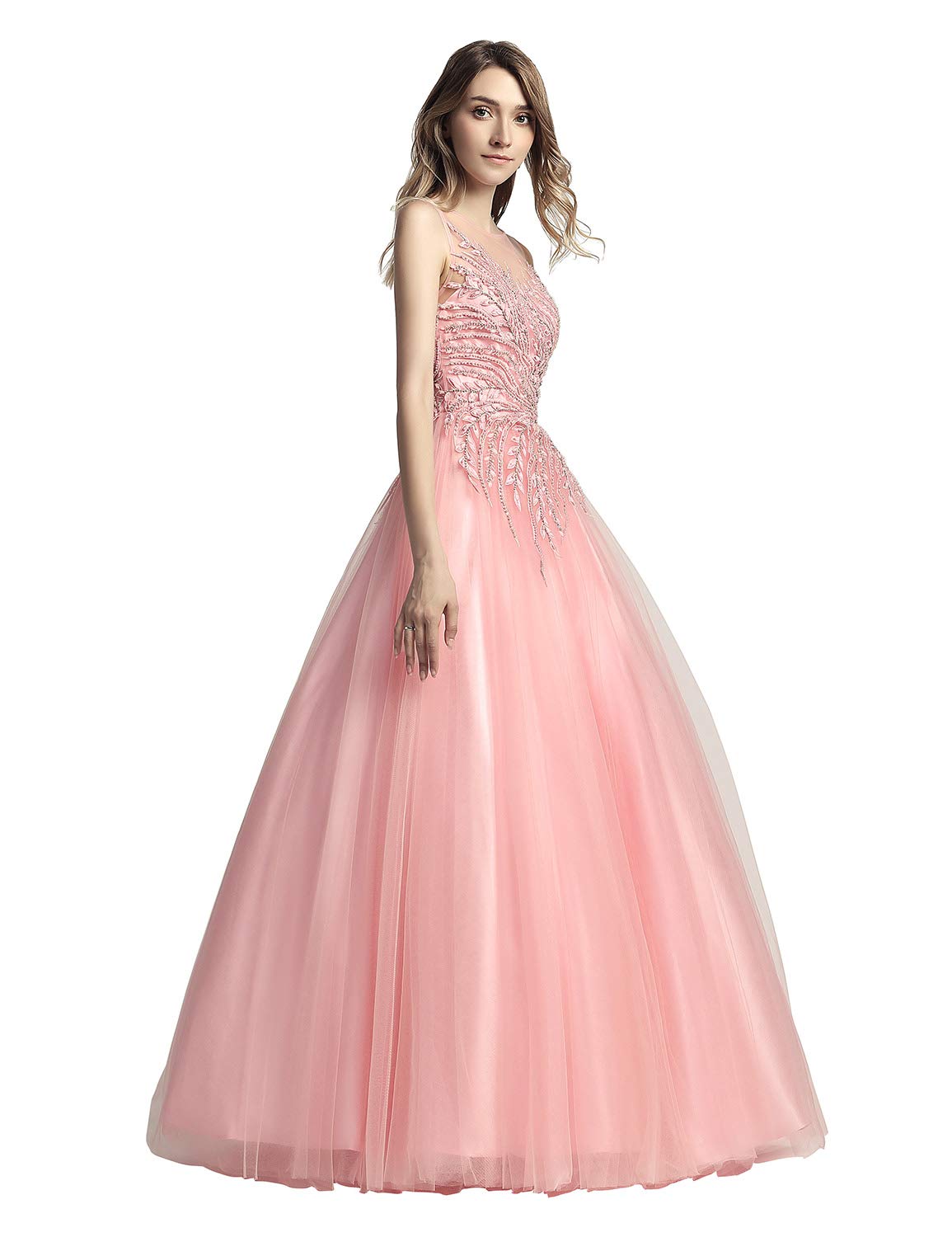 Sarahbridal Women's Elegant Beaded Long Prom Evening Dresses 2022 - Pearl Embellished Wedding Party Ball Gowns for Homecoming, Quinceañera & Formal Events