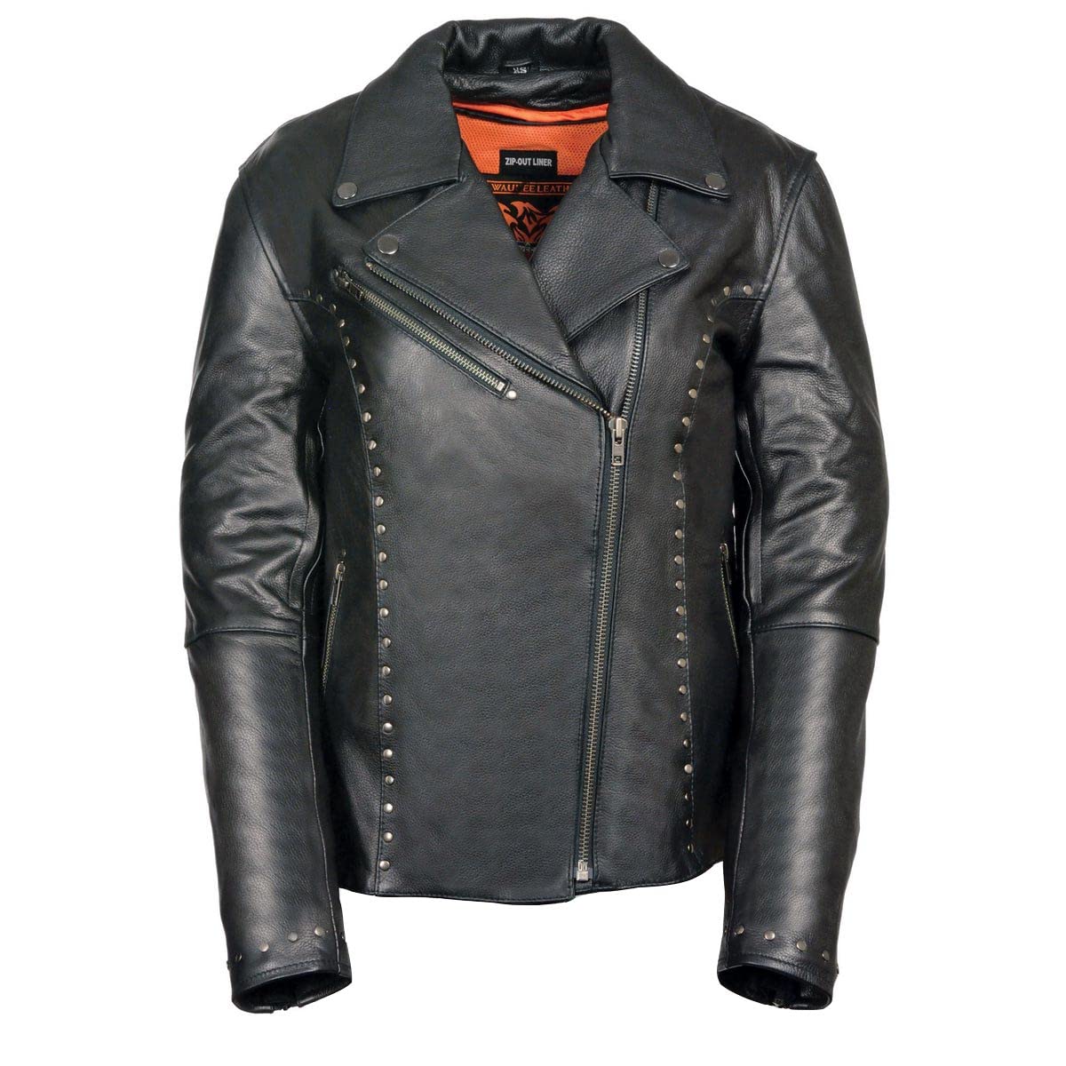 Milwaukee Leather ML1948 Women's Classic Riveted Motorcycle Jacket - Black Genuine Leather Biker Jacket for Riding & Casual Wear | Perfect for Motorcycle Enthusiasts & Fashion Lovers