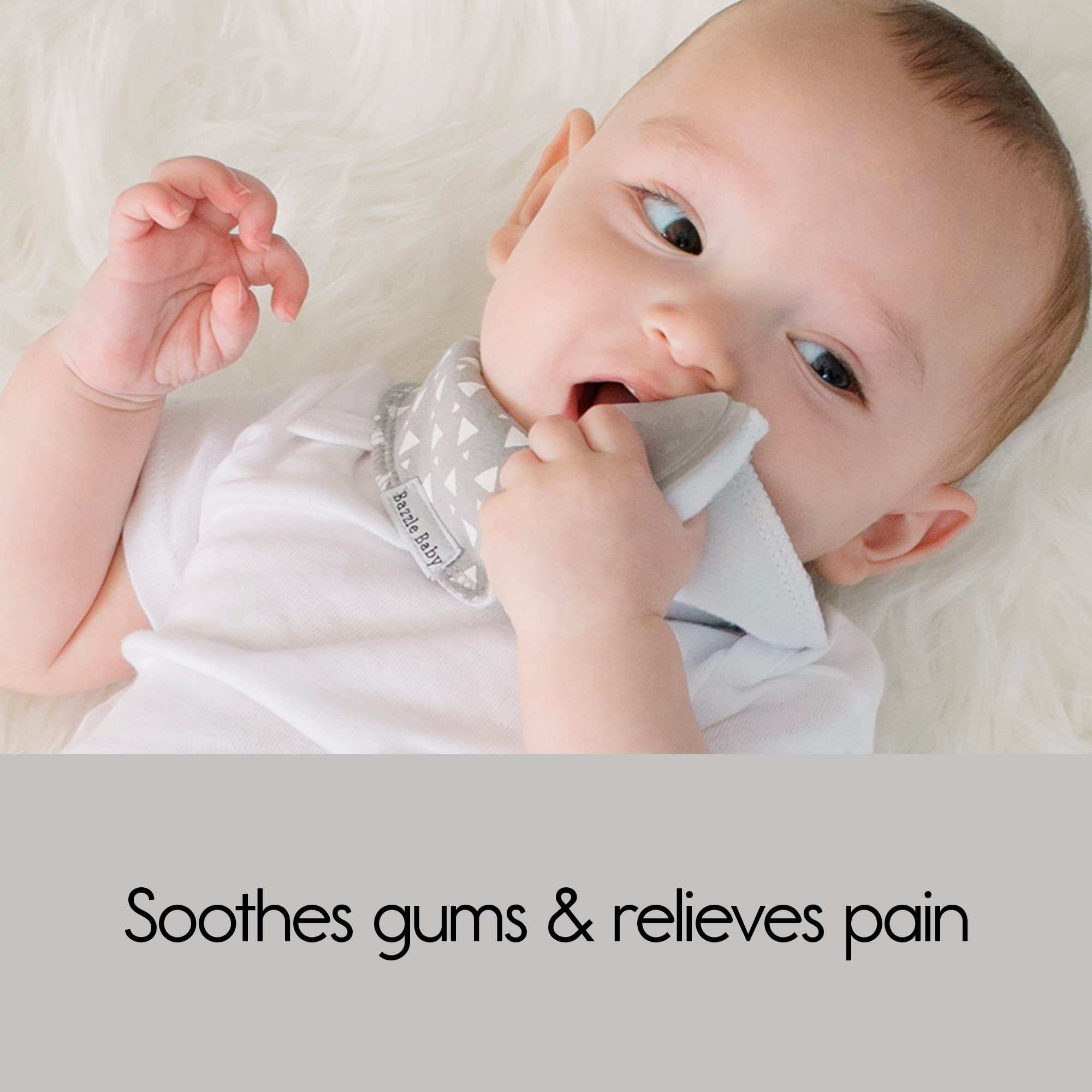 Bazzle Baby Bandana Teething Bibs 4-Pack - Soft Cotton Drool Bibs for Boys & Girls with Silicone Teether for Teething Relief, Adjustable & Absorbent Baby Bibs for Drooling (Black & White) - Perfect for Feeding, Playtime & Everyday Use