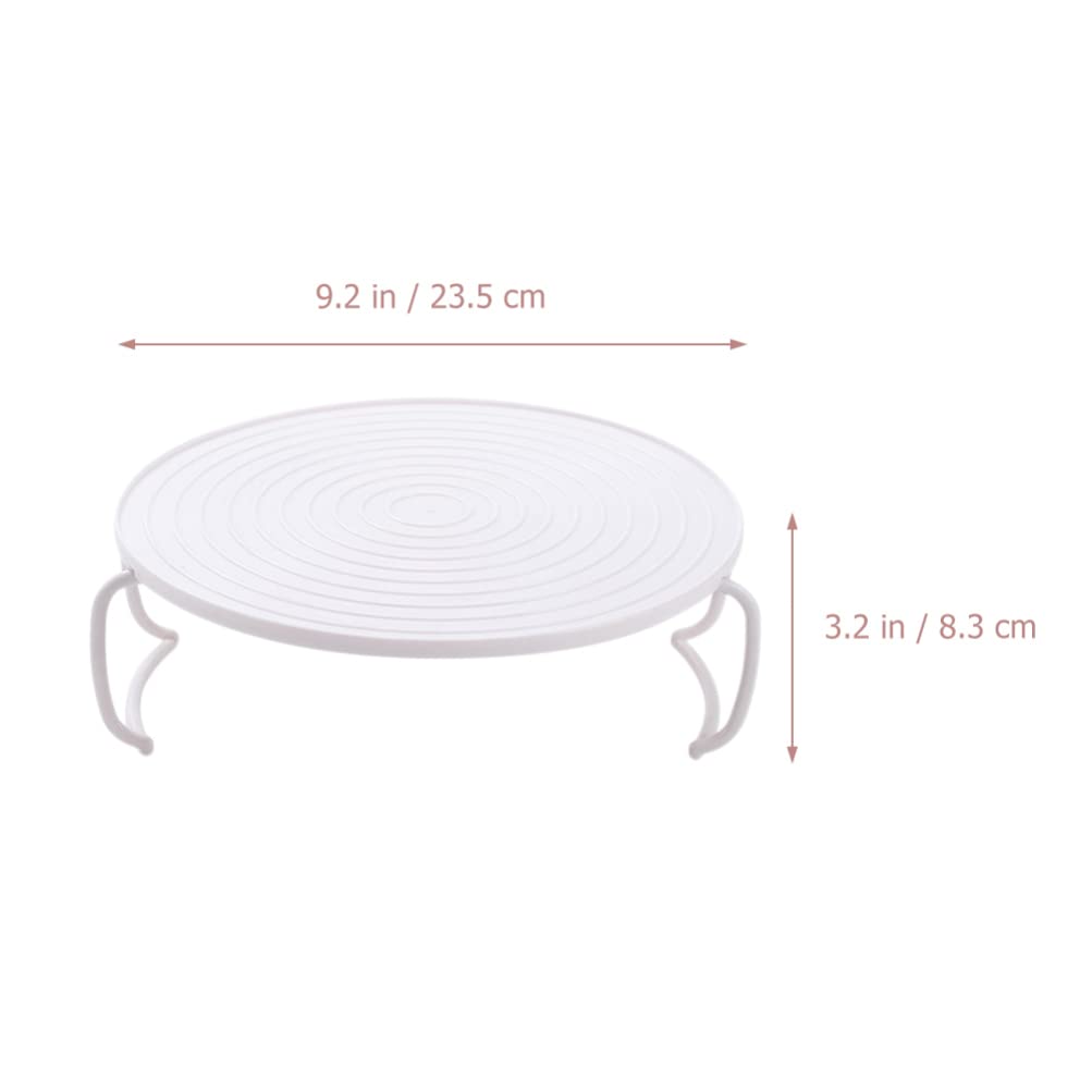 SOLUSTRE Foldable Microwave Plate Stacker - Plastic Steaming Tray Rack with Handle, Dish Stand Organizer for Kitchen, Cooking & Baking Accessories (White) - Perfect for Microwave Storage, Dish Drying & Countertop Organization