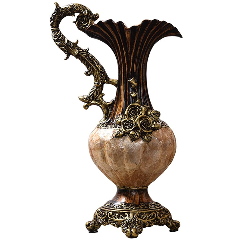 European-Style Resin Milk Jug Vase - 22×37cm Brown Retro Farmhouse Decor for Country Home, Kitchen, Dining Table & Living Room Centerpiece