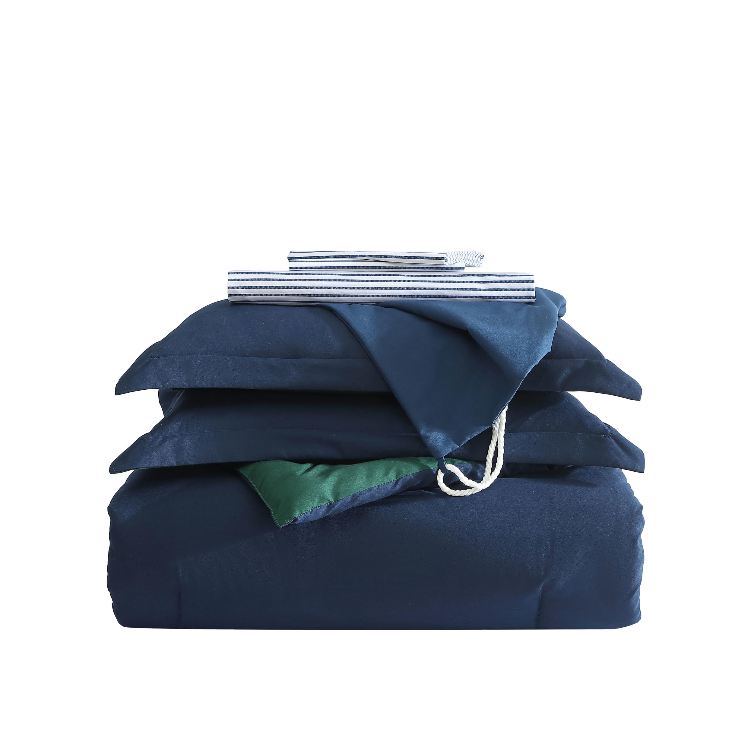 Nautica Twin XL Reversible Comforter Set - Includes Fitted Sheet, Pillowcases, Sham & Laundry Bag | Dorm Room & College Essentials | Navy Blue Bedding for Boys & Girls | Perfect for Guest Rooms & Small Spaces