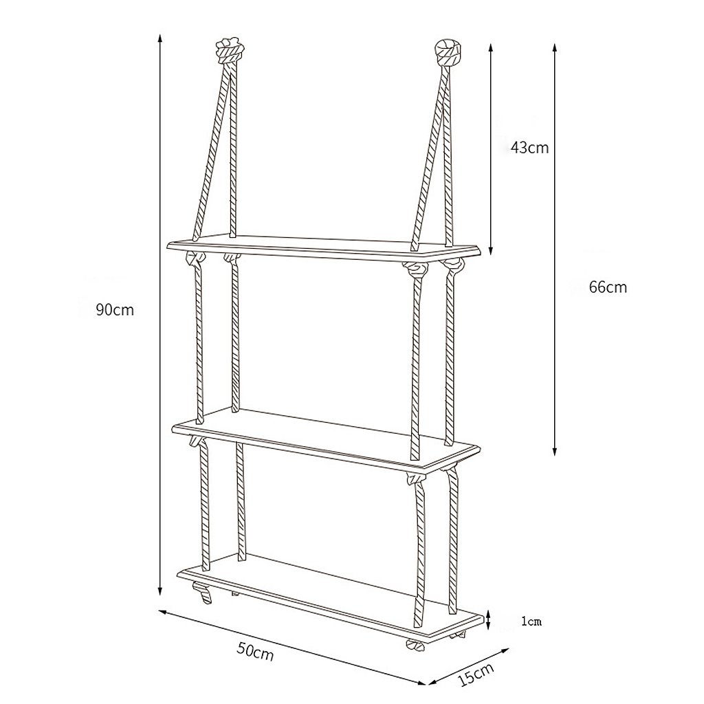 Floating Rope Swing Shelves - Natural Wood Wall Hanging Display Shelf with 3 Tiers for Home Decor | Perfect for Books, Photo Frames, Plants & CDs | Rustic Storage Solution for Living Room, Bedroom & Office