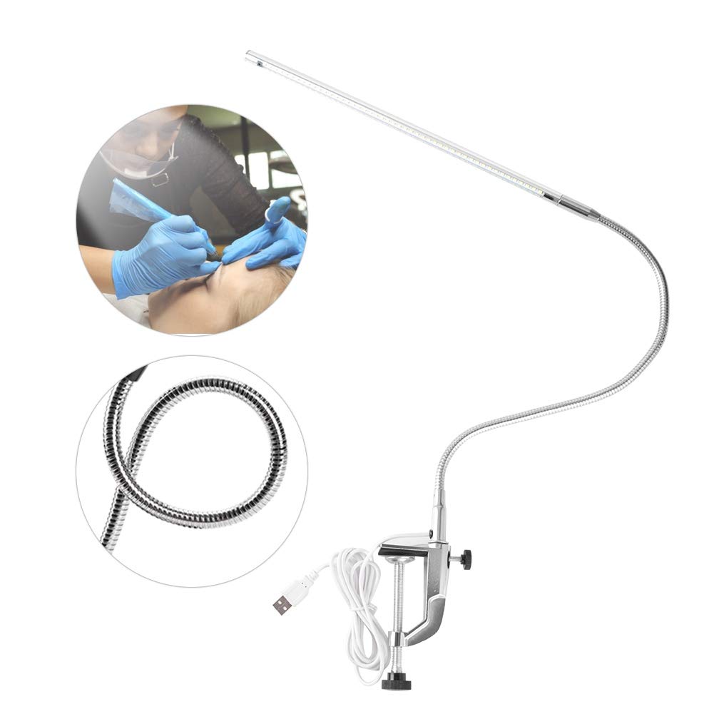 USB LED Desk Lamp with Clamp - Adjustable Brightness for Manicure, Reading, Tattoo, Crafting & Office Work | Dimmable Task Lighting for Home & Salon Use