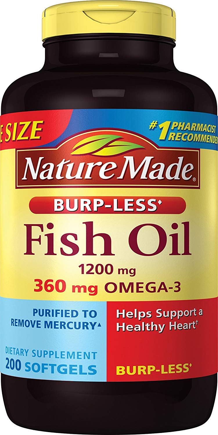 Burp-Less Fish Oil 1200mg Omega-3 Supplement - 200 Softgels for Heart, Brain & Joint Health - Supports Cardiovascular Function & Cognitive Performance - Perfect for Daily Wellness Routine & Active Lifestyle