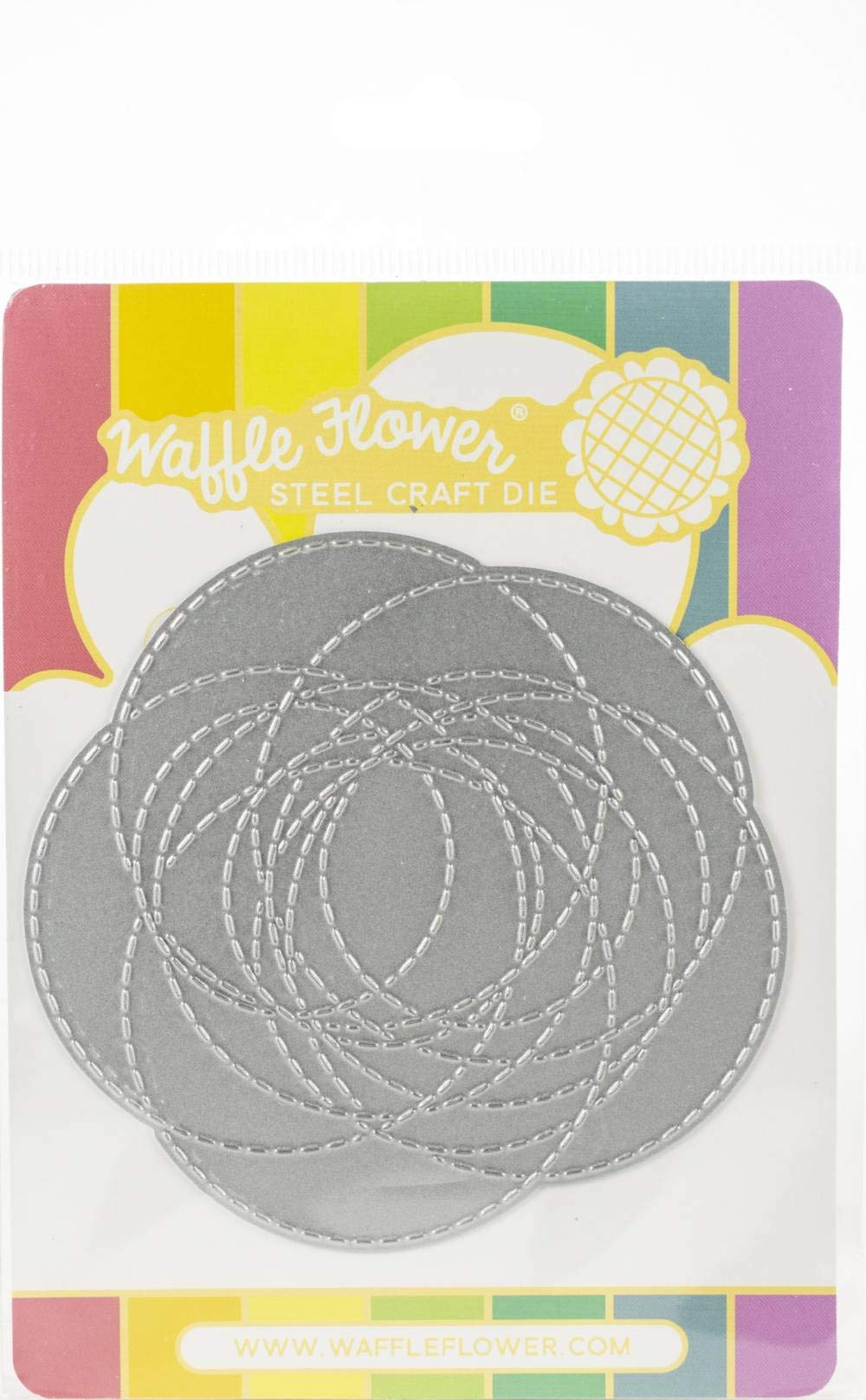 Waffle Flower Die-Stitched Rose Silver Metal Cutting Die - Perfect for Scrapbooking, Card Making, and DIY Paper Crafts