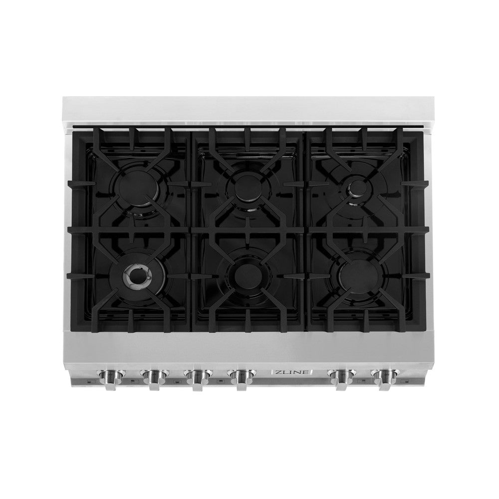 ZLINE RT36 36-Inch Stainless Steel Gas Rangetop with 6 Burners & Porcelain Cooktop - Professional Kitchen Stove for Home Chefs & Cooking Enthusiasts
