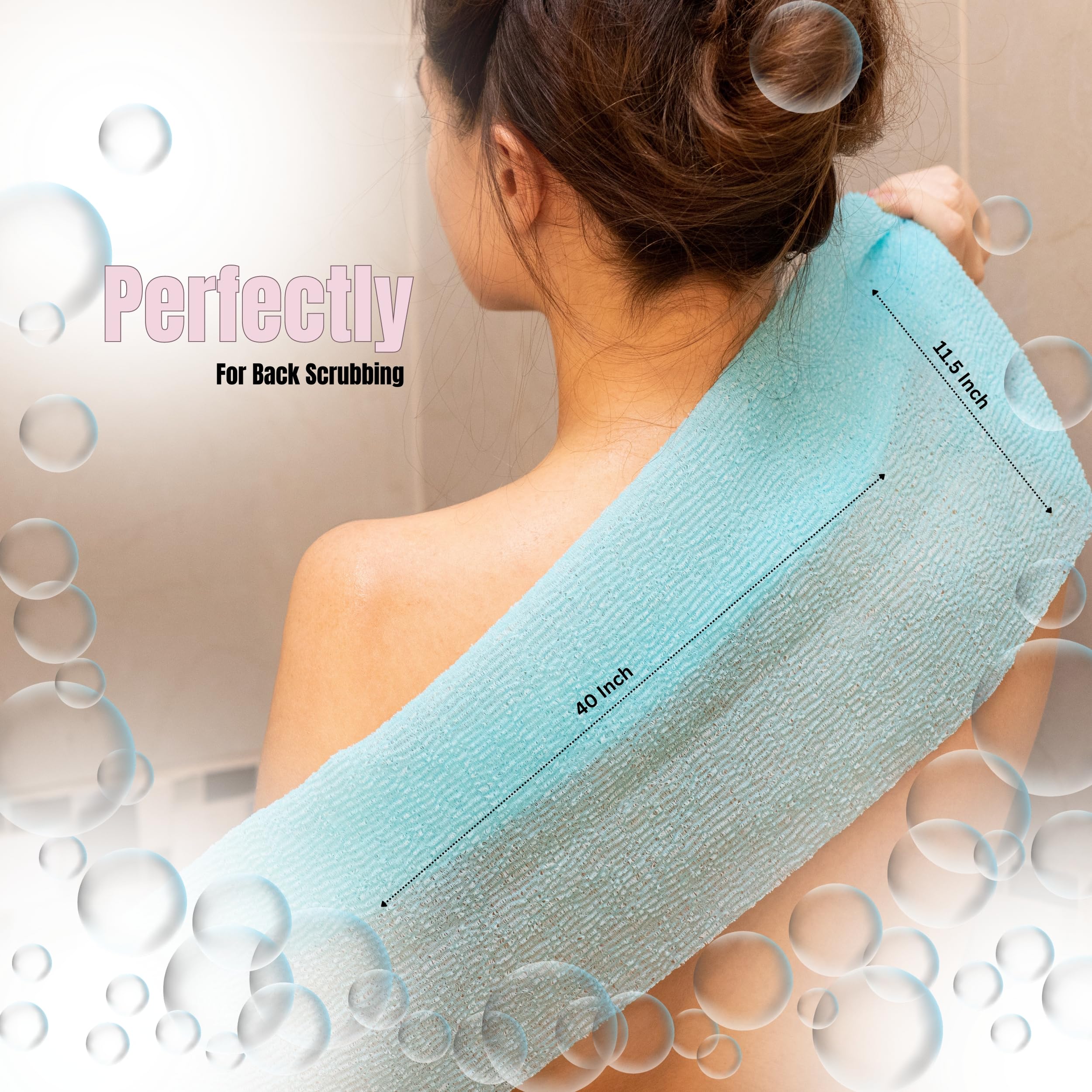 Exfoliating Body Scrubber Pack of 4 - Japanese Washcloth Back Scrubber for Shower - Soft, Medium & Hard Exfoliating Wash Cloth for Radiant Skin - Perfect for Spa, Bath & Skincare Routine