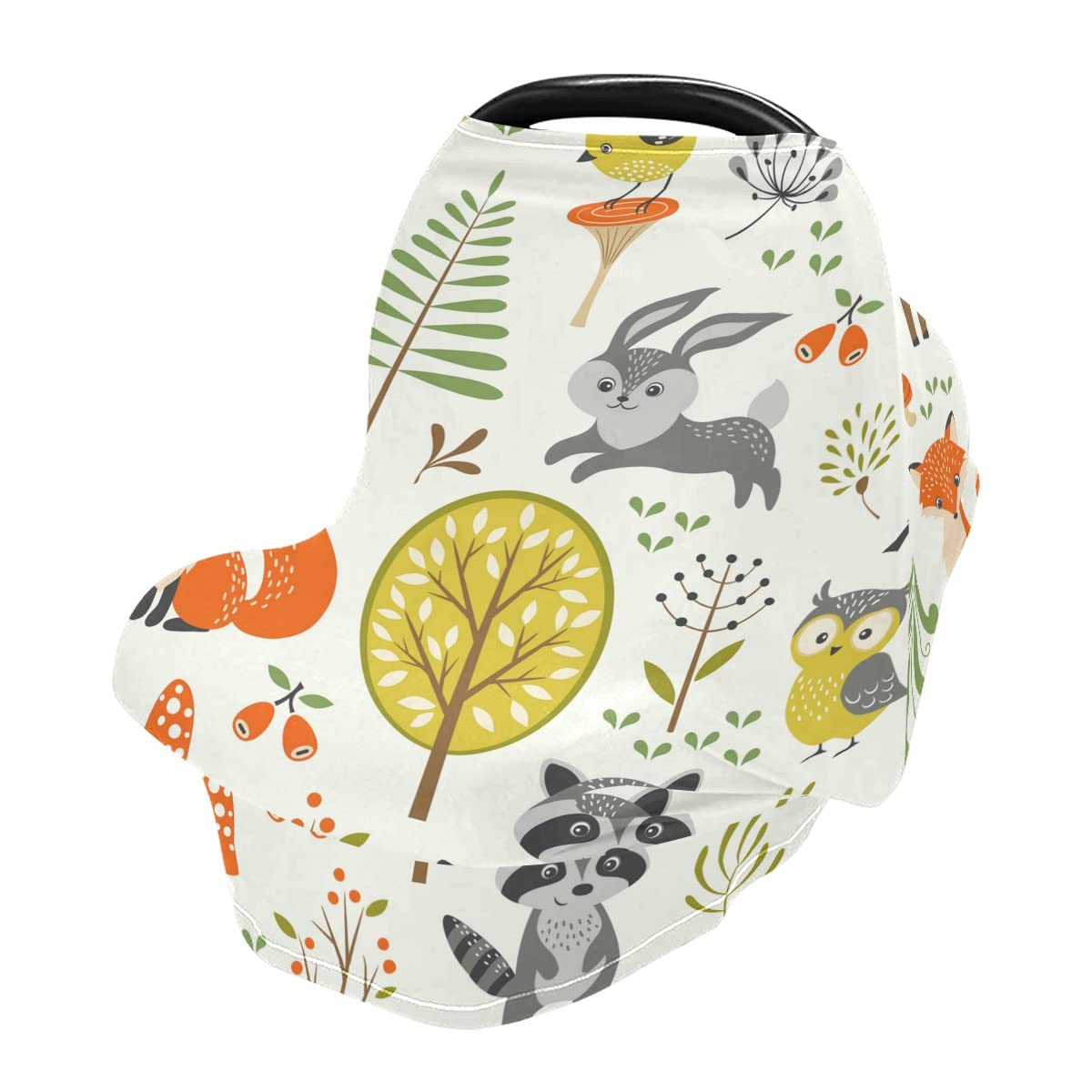 Cute Woodland Animals Nursing Cover - Soft Breastfeeding Cover, Multi-Use Baby Car Seat Canopy, Shopping Cart Cover & Stroller Blanket - Perfect for Nursing, Outings & Travel