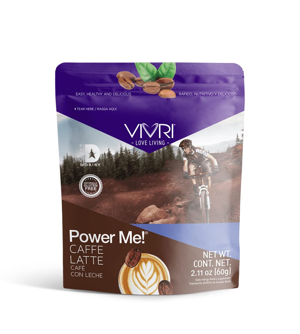 VIVRI Power Me! Caffe Latte - Natural Coffee Energy Drink Powder with Green Tea, Yerba Mate & Guarana | Enriched with Vitamins B12, B6, B Complex & Niacin | 10 Servings | Sugar-Free with Stevia | Perfect for Pre-Workout, Office Boost or Travel Energy - Just Mix with Water in Blender or Shaker Bottle