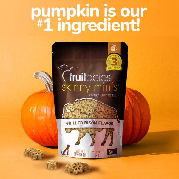 Fruitables Skinny Minis Grilled Bison Flavor Dog Treats - Healthy Low-Calorie Training Snacks for Small & Medium Dogs - Perfect for Reward, Training & On-the-Go Treats