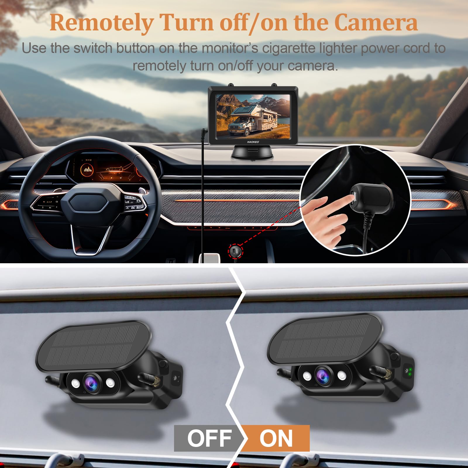 5 Inch Magnetic Solar Wireless Backup Camera with DVR - 1080P HD IPS Monitor, Rechargeable Reverse Camera System - Portable Cordless Rear View Camera for Trucks, RVs, Campers, Hitching & Horse Trailers - Perfect for Parking, Reversing & Towing Safety
