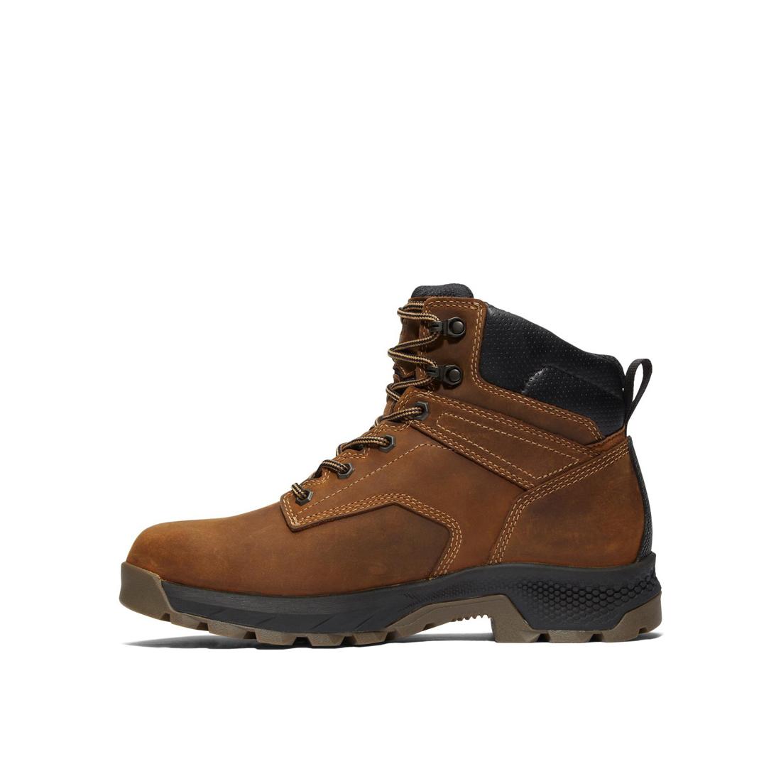 Titan EV 6 Inch Soft Toe Waterproof Work Boots for Men - Brown Safety Shoes for Construction, Hiking & Outdoor Work - Slip Resistant & Comfortable