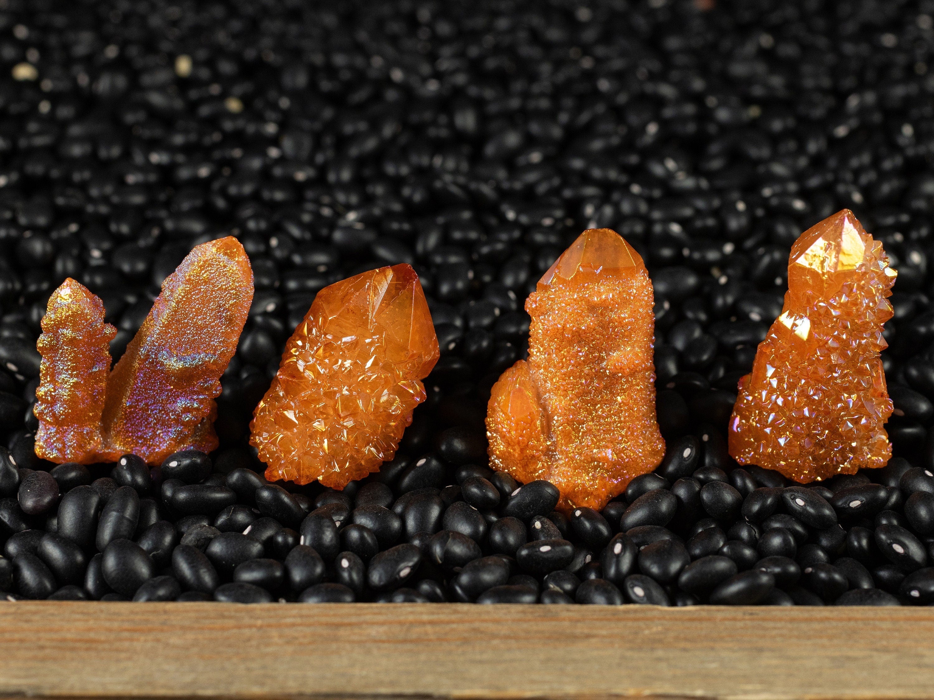 Orange Tangerine Aura Quartz Crystal Point - Natural Rainbow Quartz Healing Stone for Meditation, Reiki & Home Decor (E2135) | Spiritual Crystal Gift for Yoga Practitioners & Energy Workers
